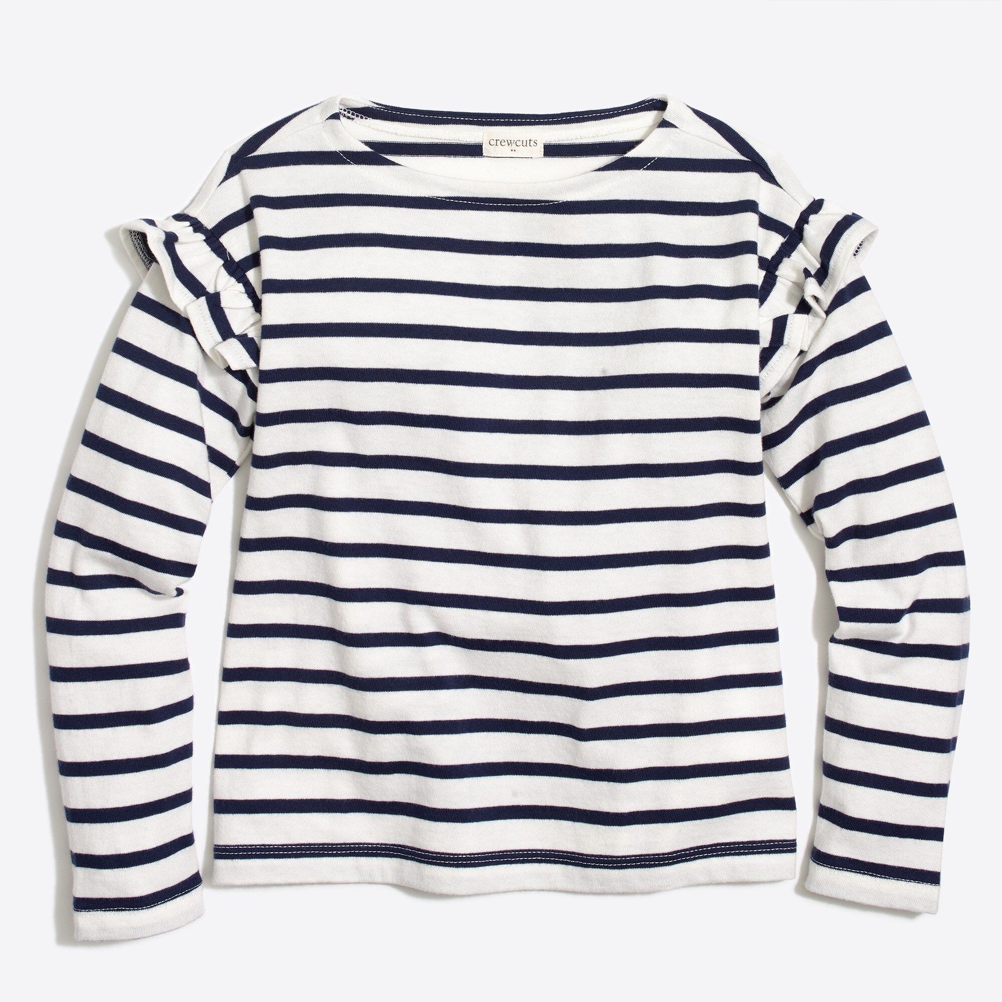 Girls' long-sleeve striped ruffle top