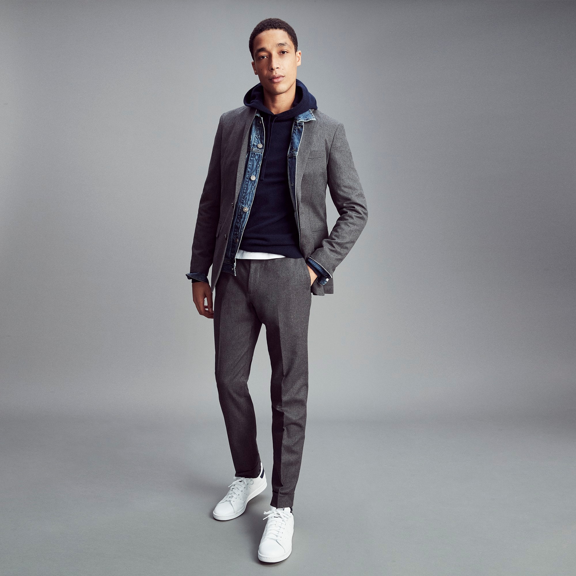 Ludlow Slim-fit unstructured suit pant in English cotton-wool blend  twill