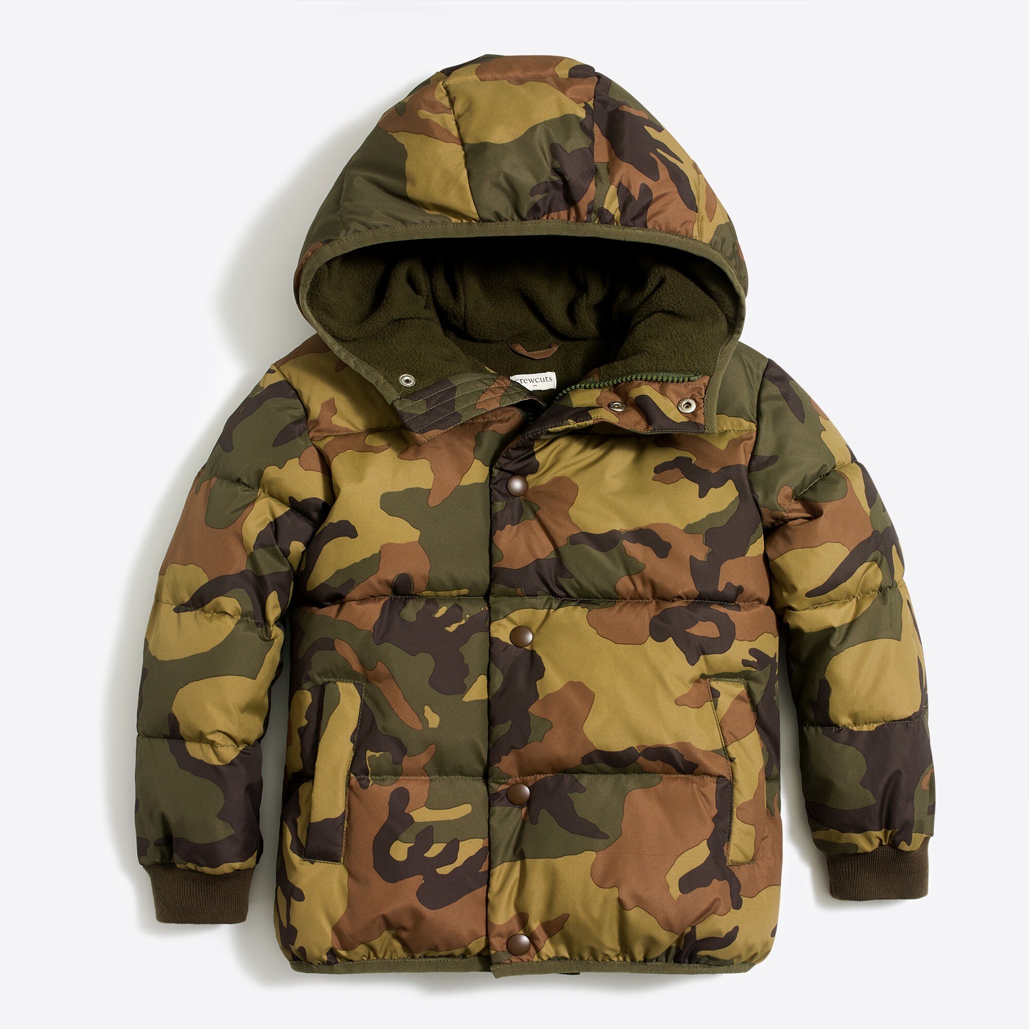 Boys' camo printed puffer jacket