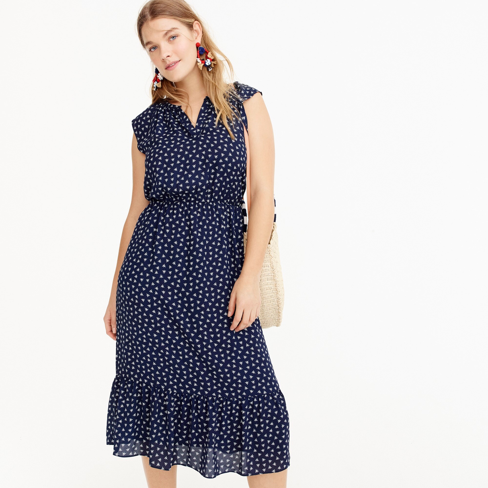 J.Crew Mercantile Cap-Sleeve Midi Dress 