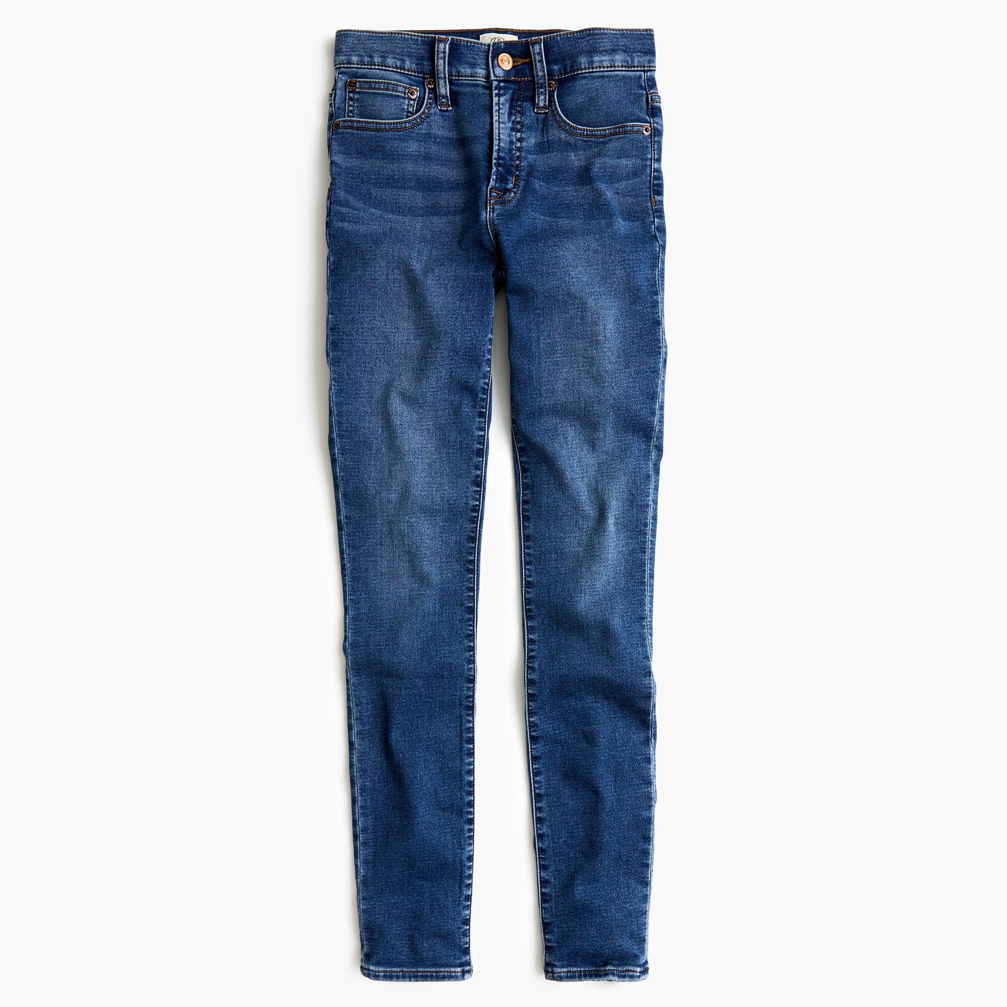9" high-rise jeggings in medium blue wash