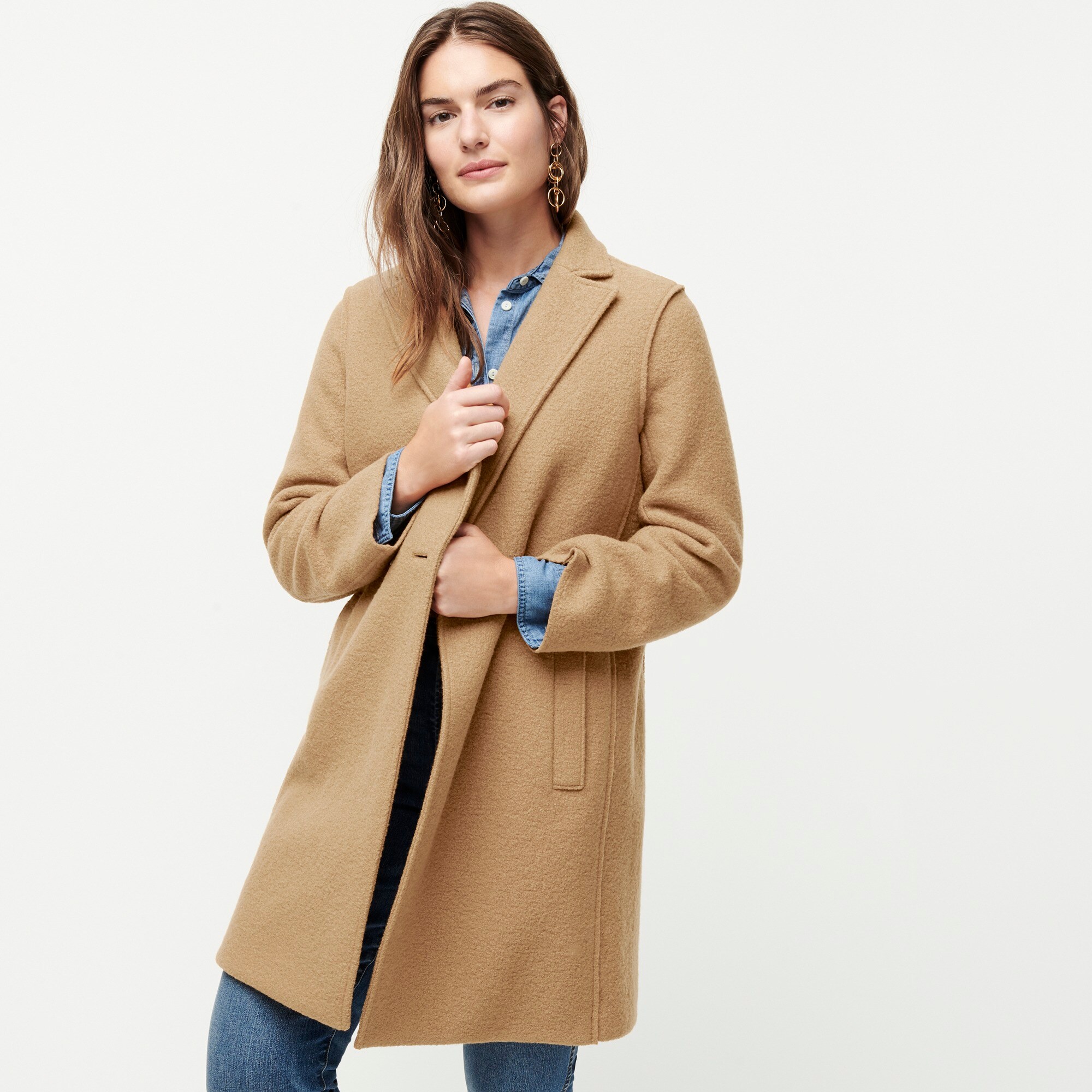 j.crew: daphne topcoat in italian boiled wool, right side, view zoomed