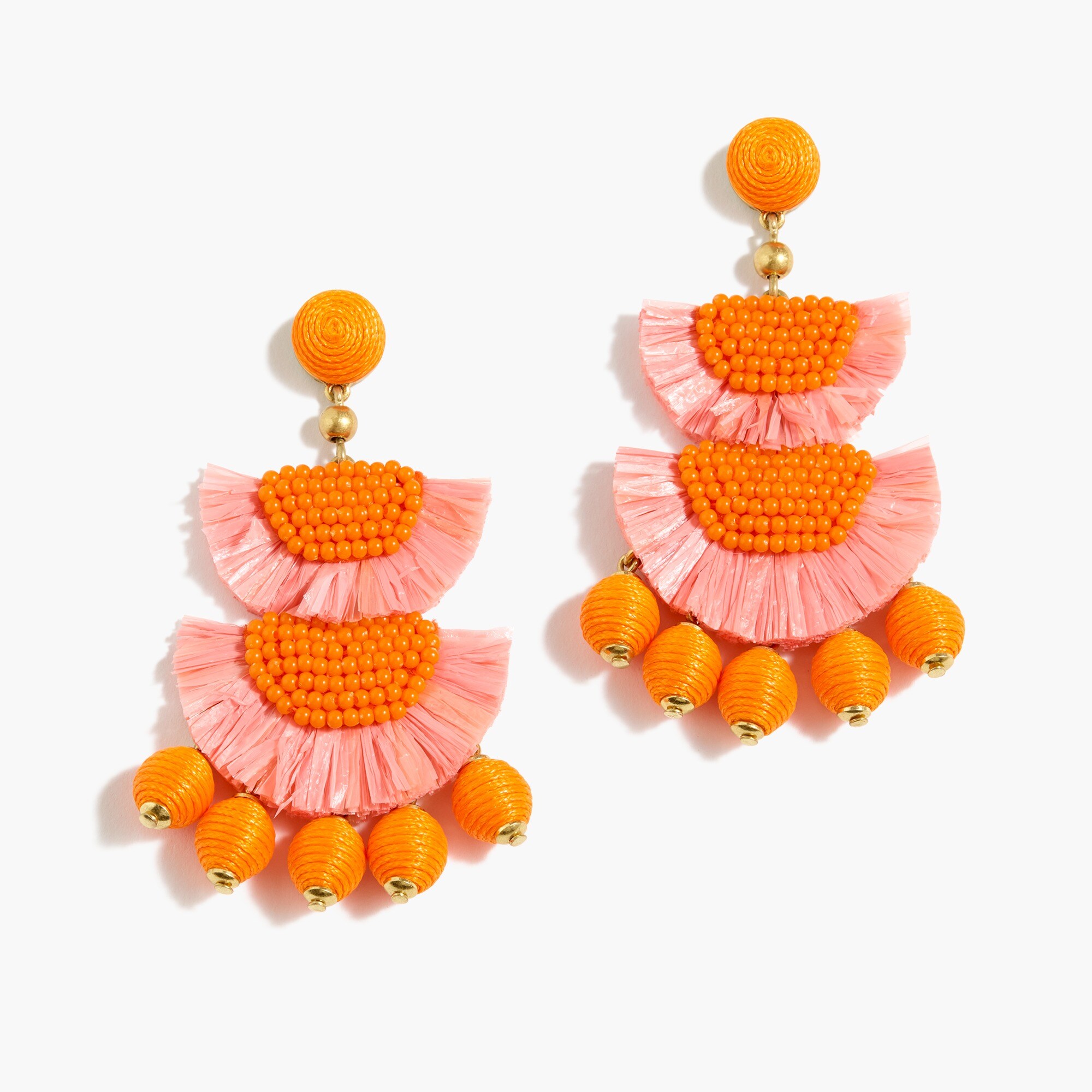 Bead-And-Raffia Earrings 