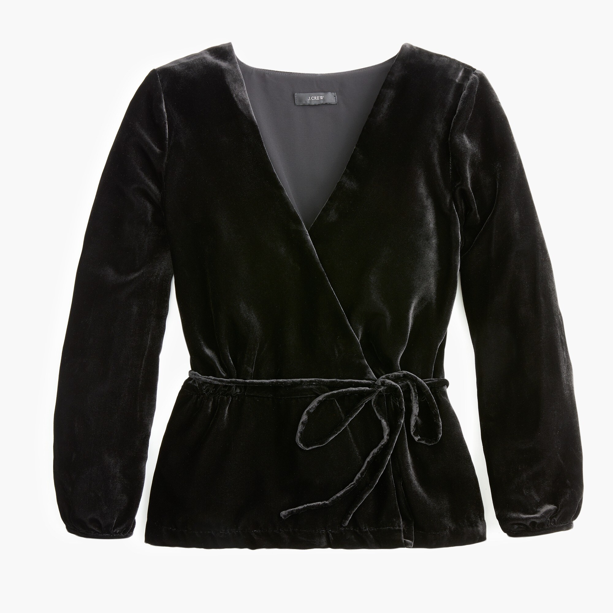  Faux-wrap top in drapey velvet