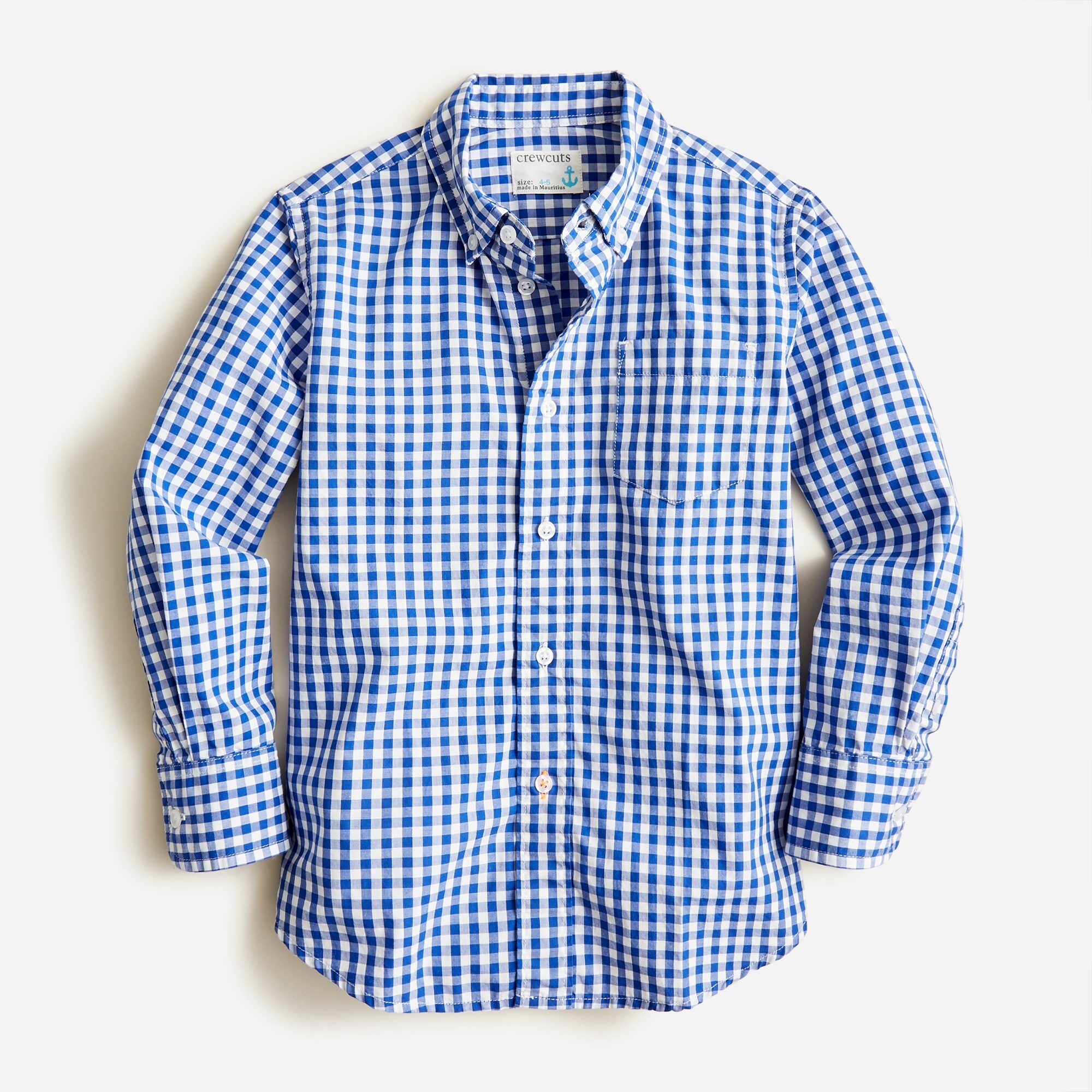 Boys' long-sleeve gingham flex cotton poplin shirt