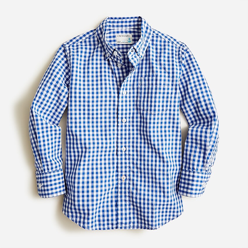 j.crew: kids&apos; secret wash shirt in light-blue gingham for boys, right side, view zoomed
