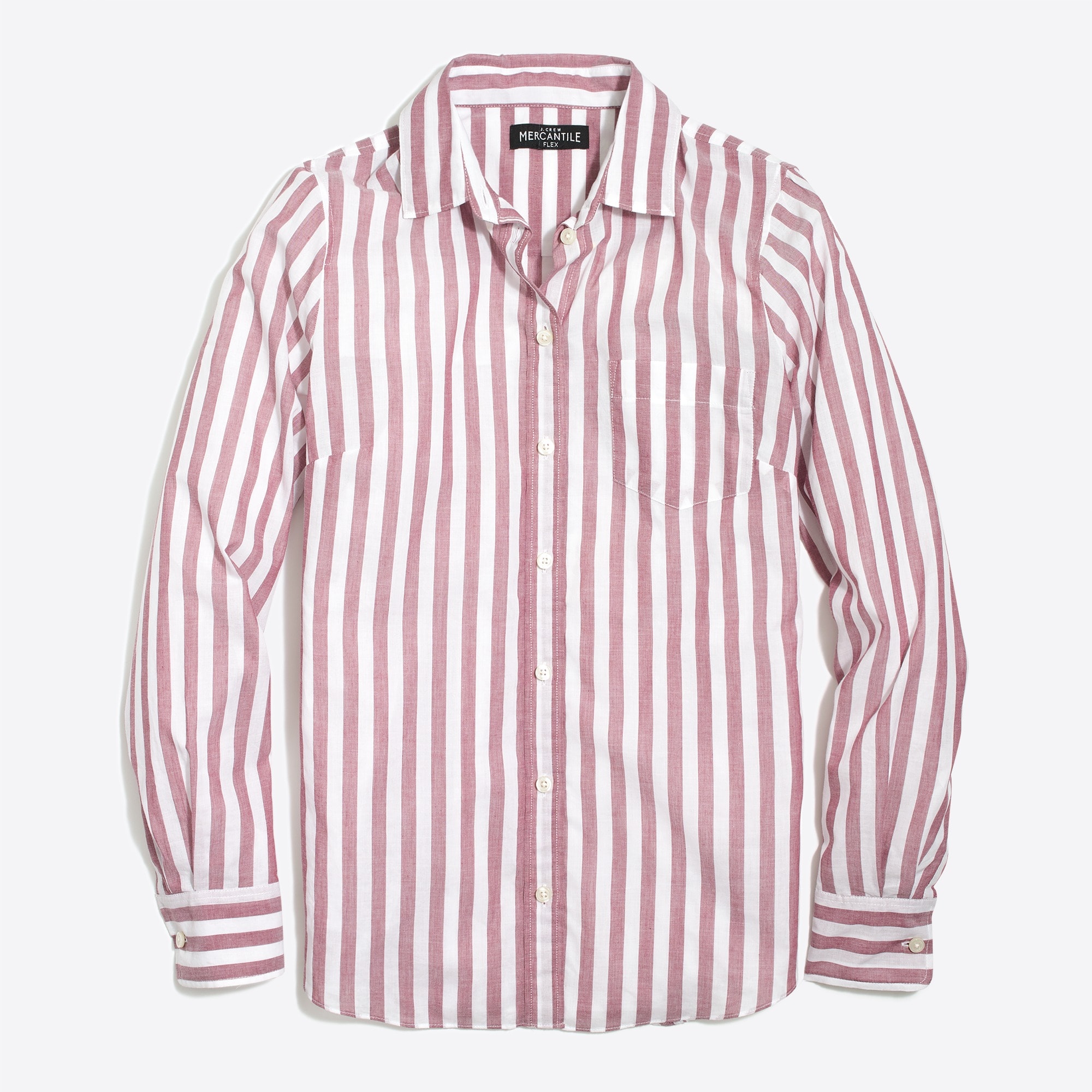 J.Crew: Collection Cropped Short-sleeve Shirt In Stripe With Pearl Details  For Women