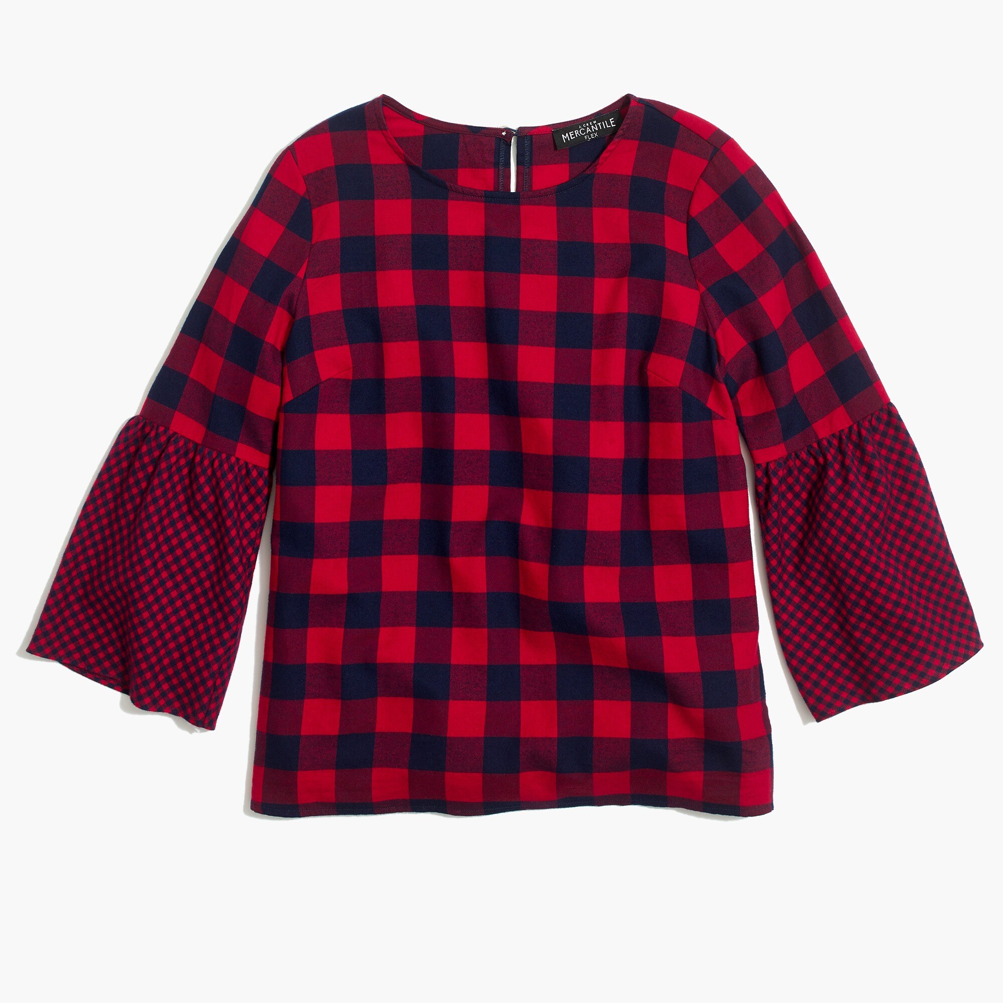 Flannel bell-sleeve top