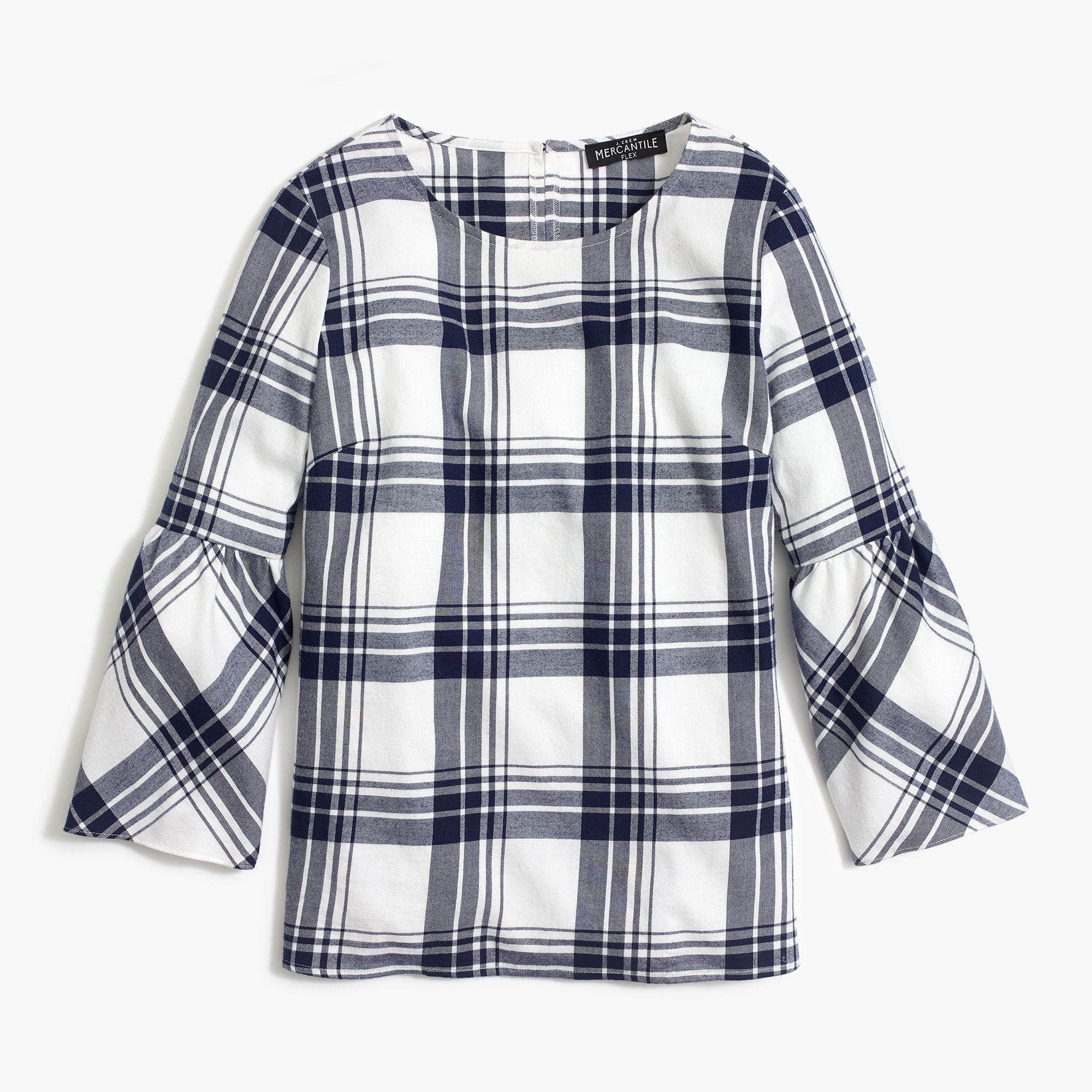 Flannel bell-sleeve top