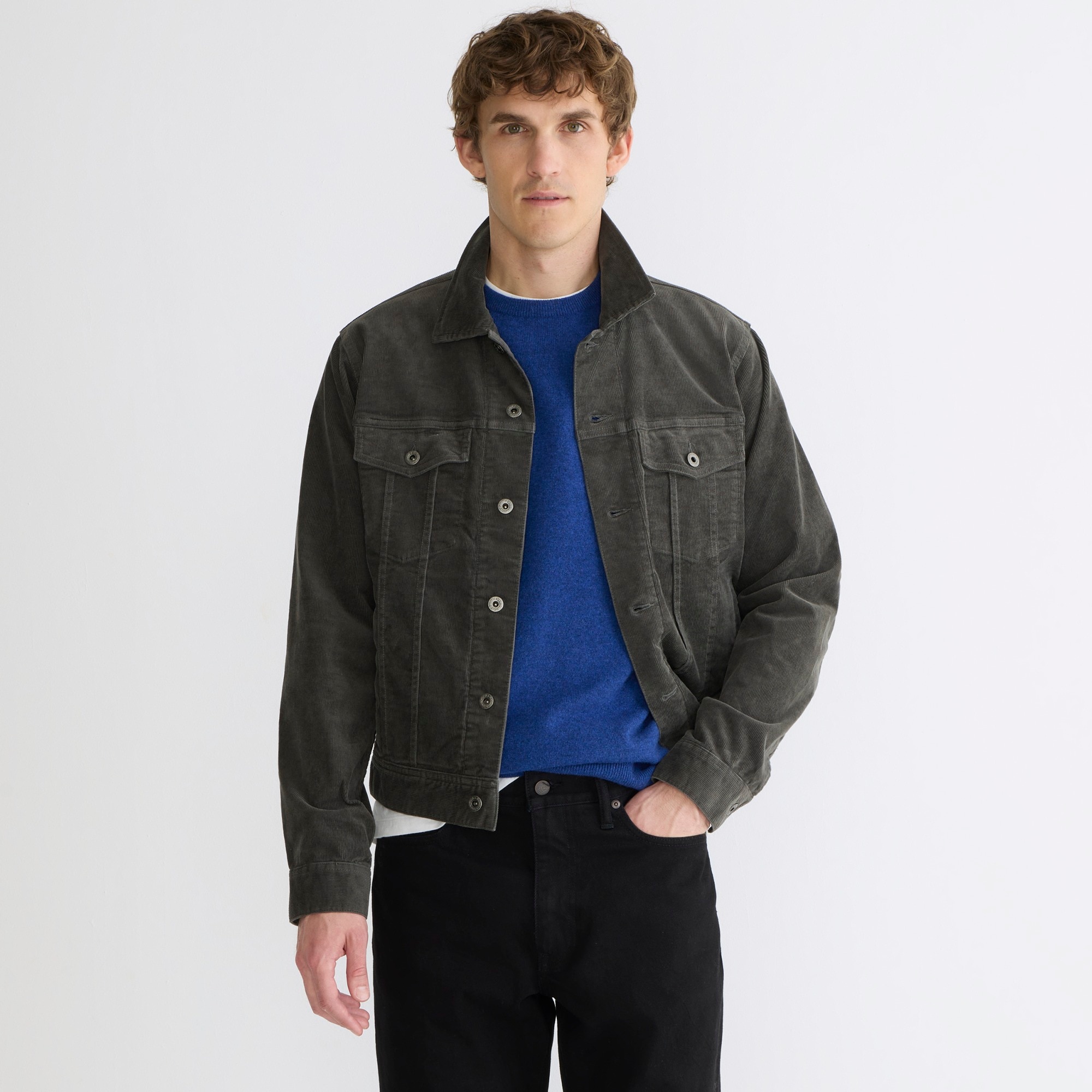 mens Trucker jacket in stretch corduroy
