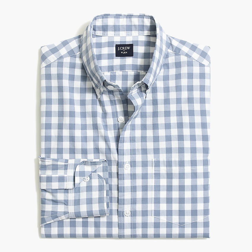factory: gingham flex casual shirt for men, right side, view zoomed