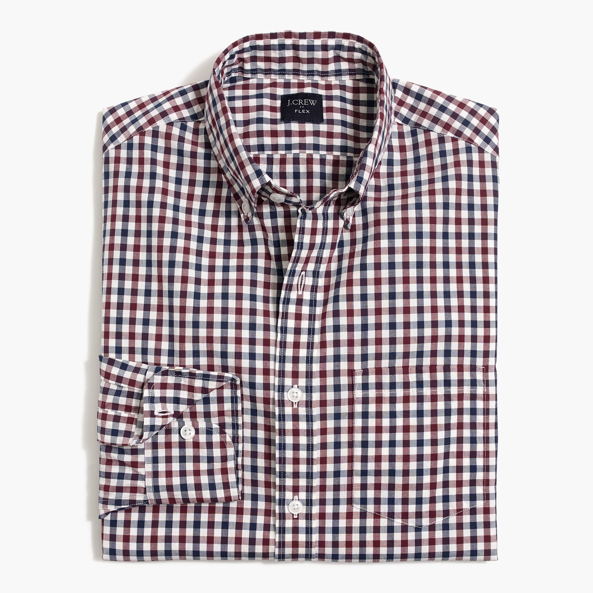 Gingham slim flex casual shirt