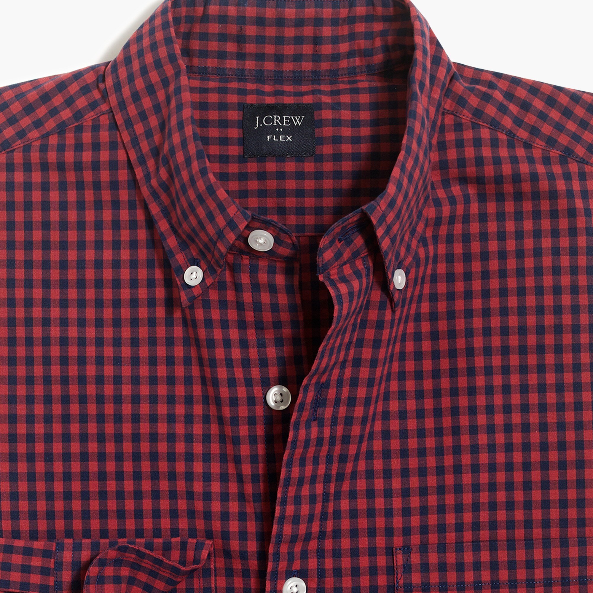 Slim flex washed shirt in mini gingham