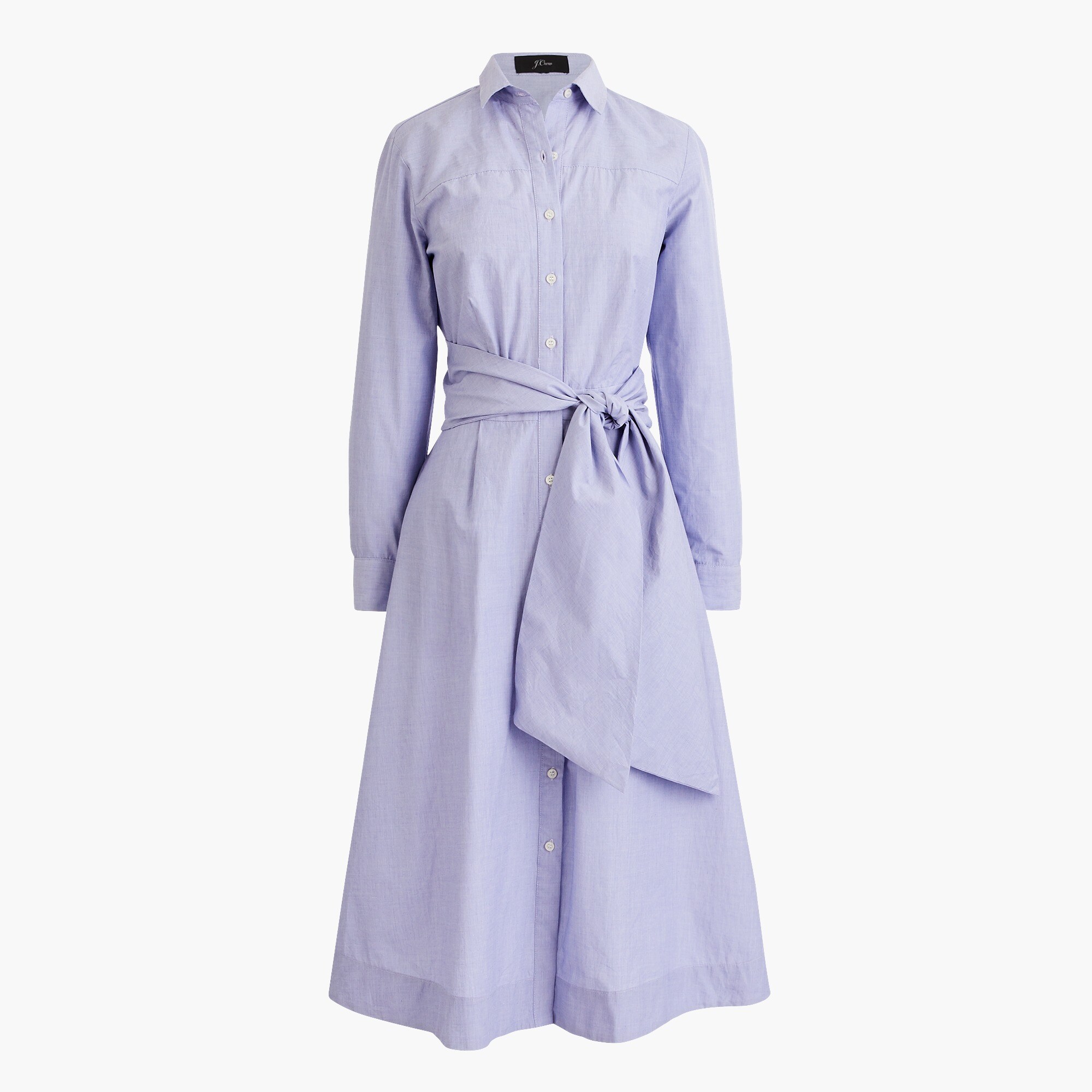 j crew tie waist cotton dress Tie-waist Shirt-dress In End-on-end Cotton For Women