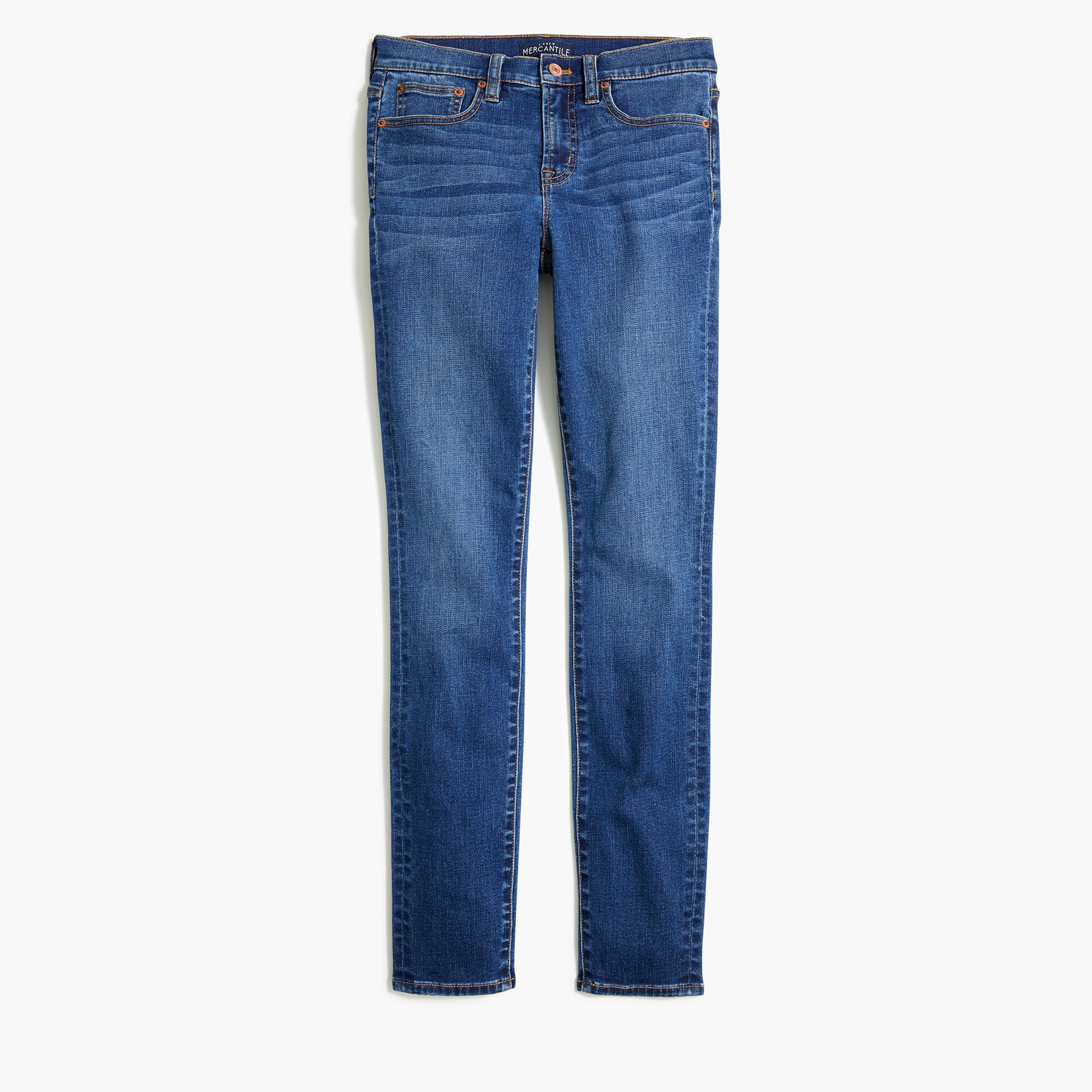 8" midrise skinny jean in Rockaway wash with 28" inseam