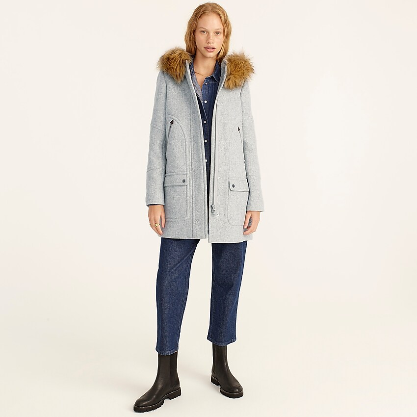 j.crew: chateau parka in italian stadium-cloth wool for women, right side, view zoomed