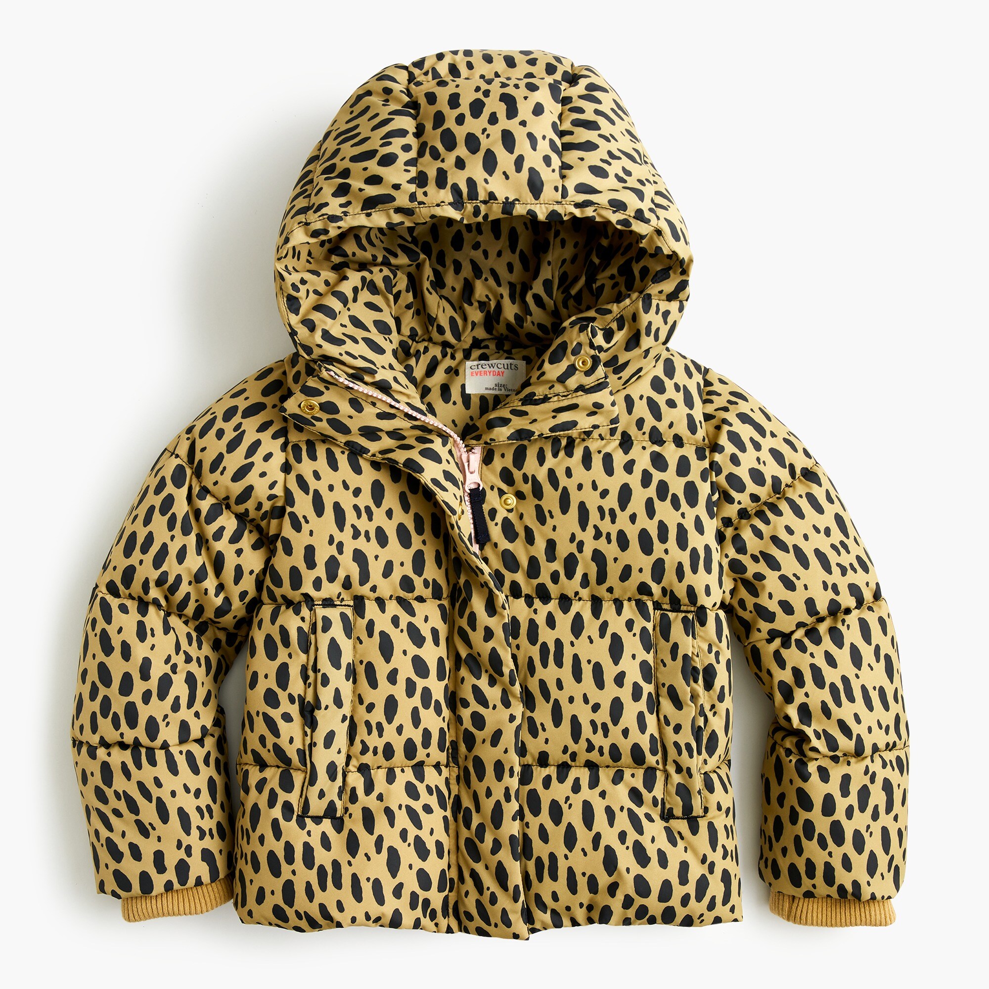 Girls' leopard-print puffer jacket with eco-friendly PrimaLoft®