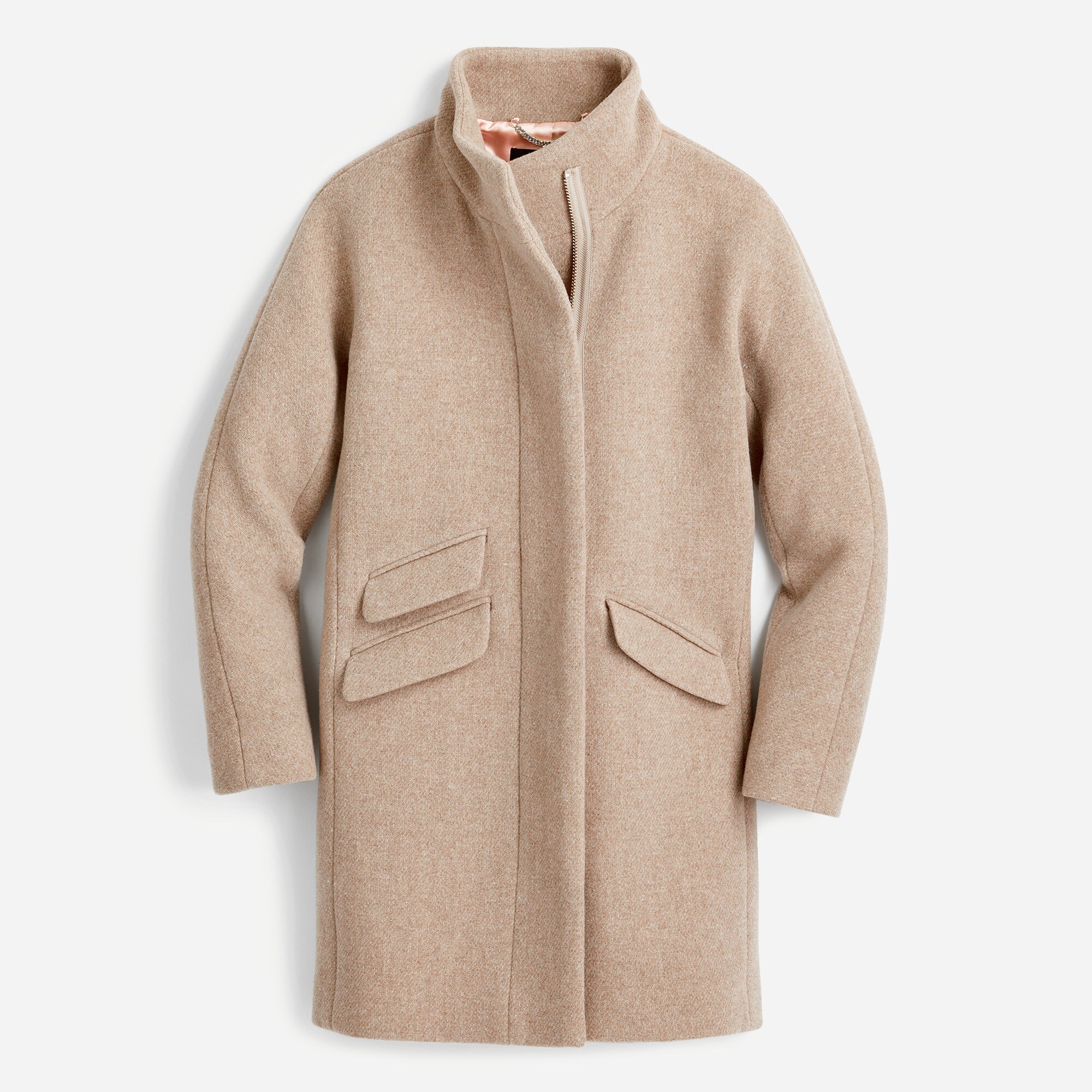 Cocoon coat in Italian stadium-cloth wool blend