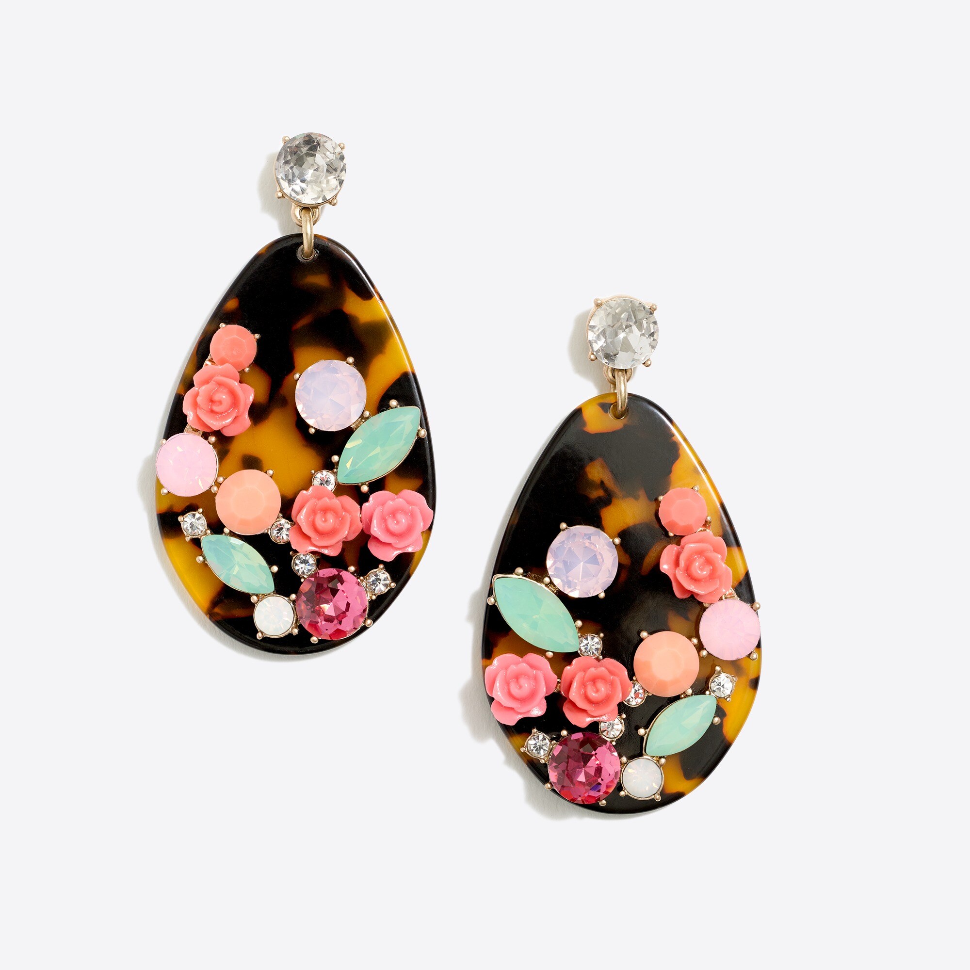 Tortoise rose garden statement earrings