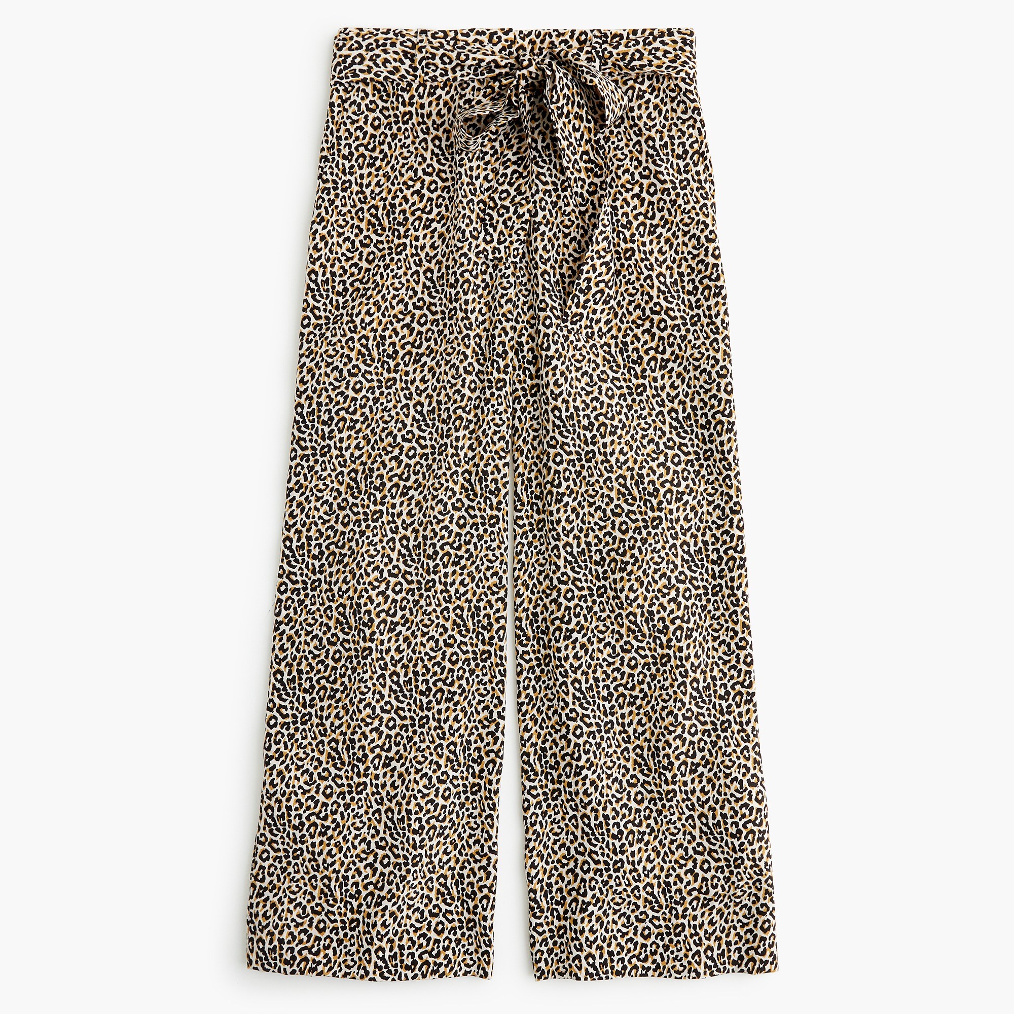 Wide-leg cropped pant in leopard-print silk