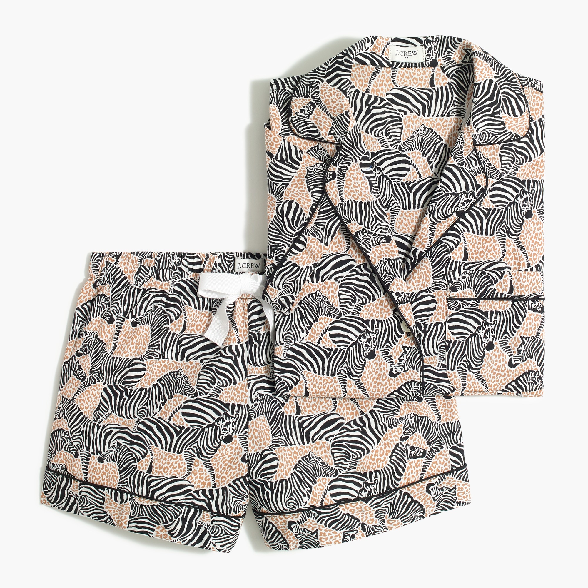 printed short-sleeve pajama set for women