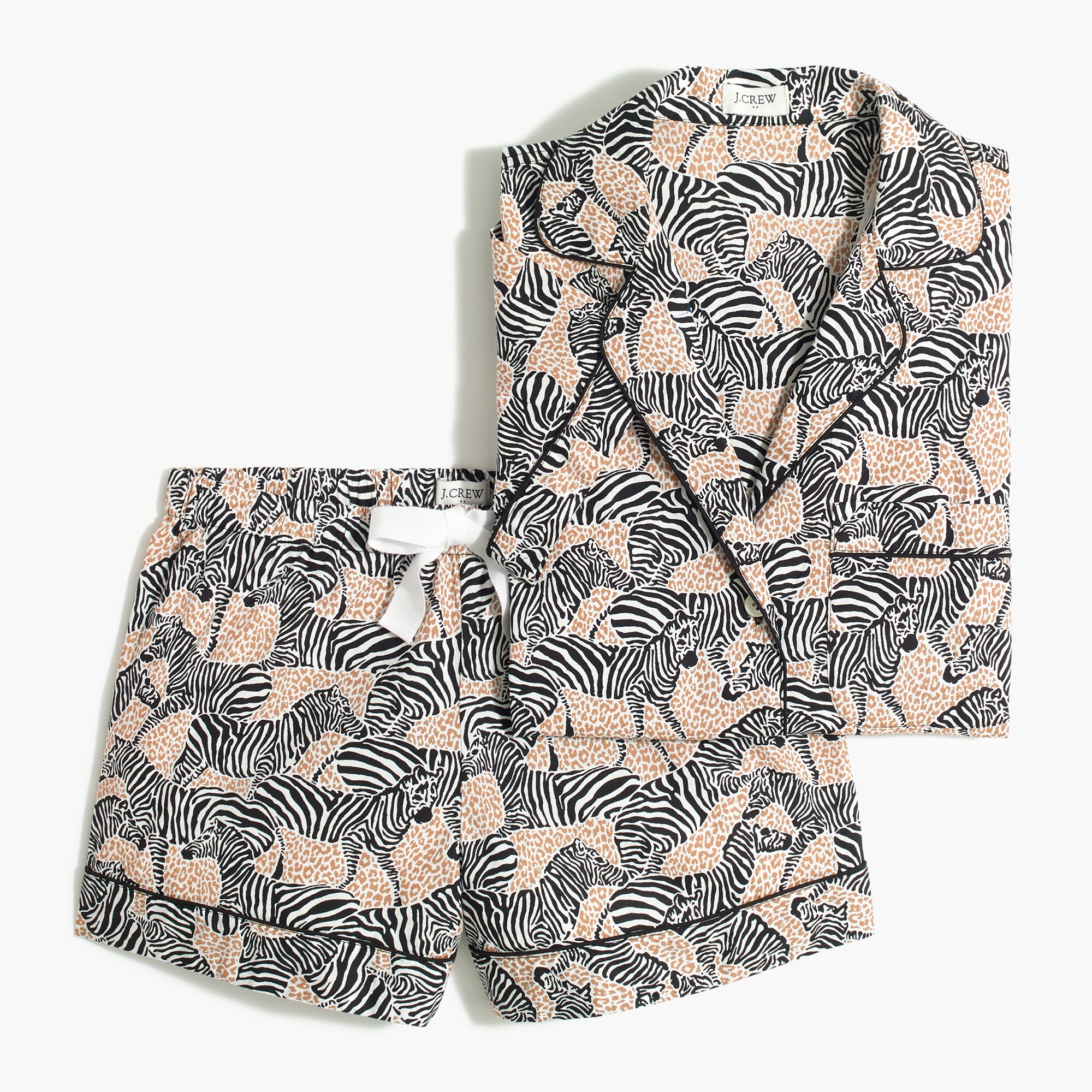 printed short-sleeve pajama set for women
