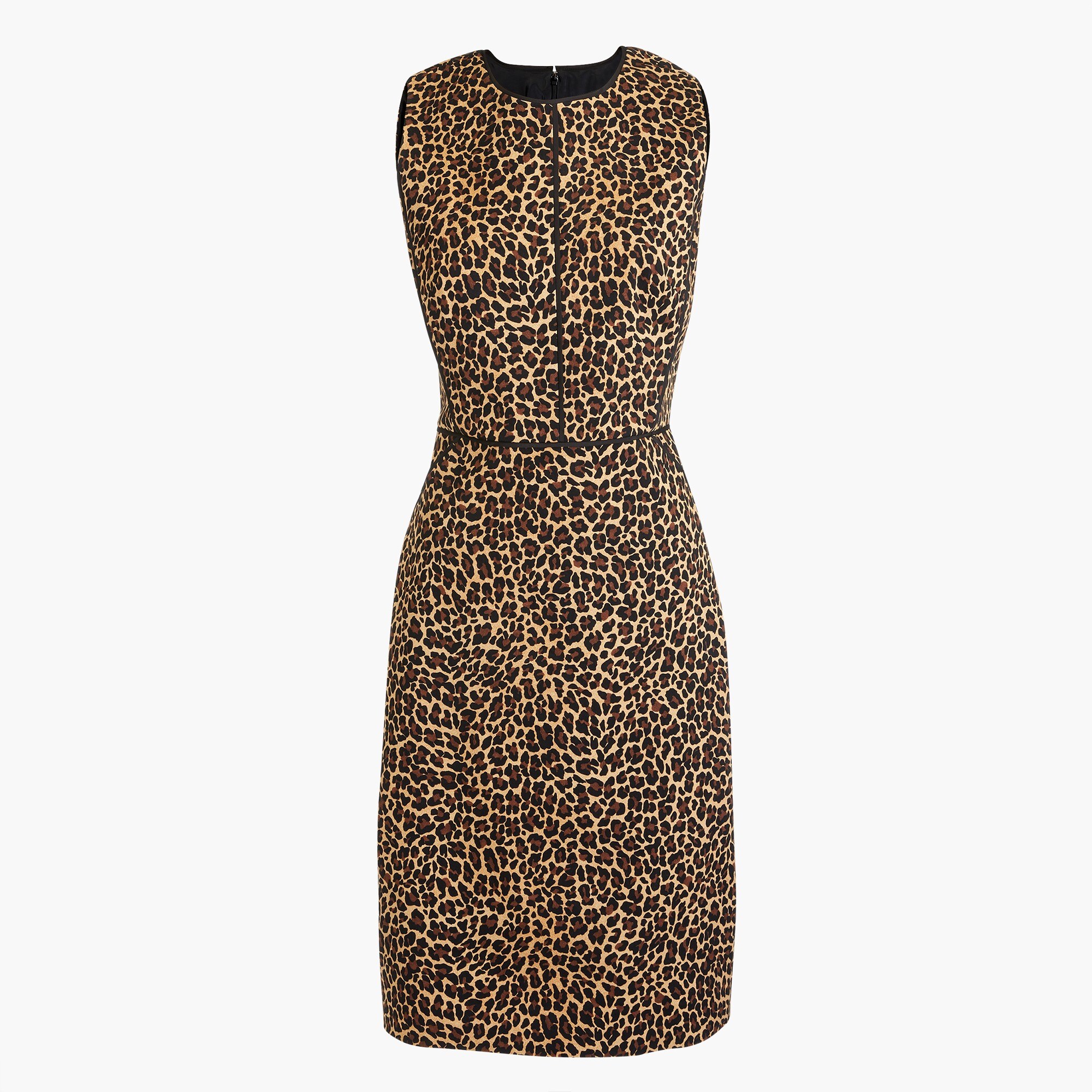 Sheath dress in leopard bi-stretch cotton