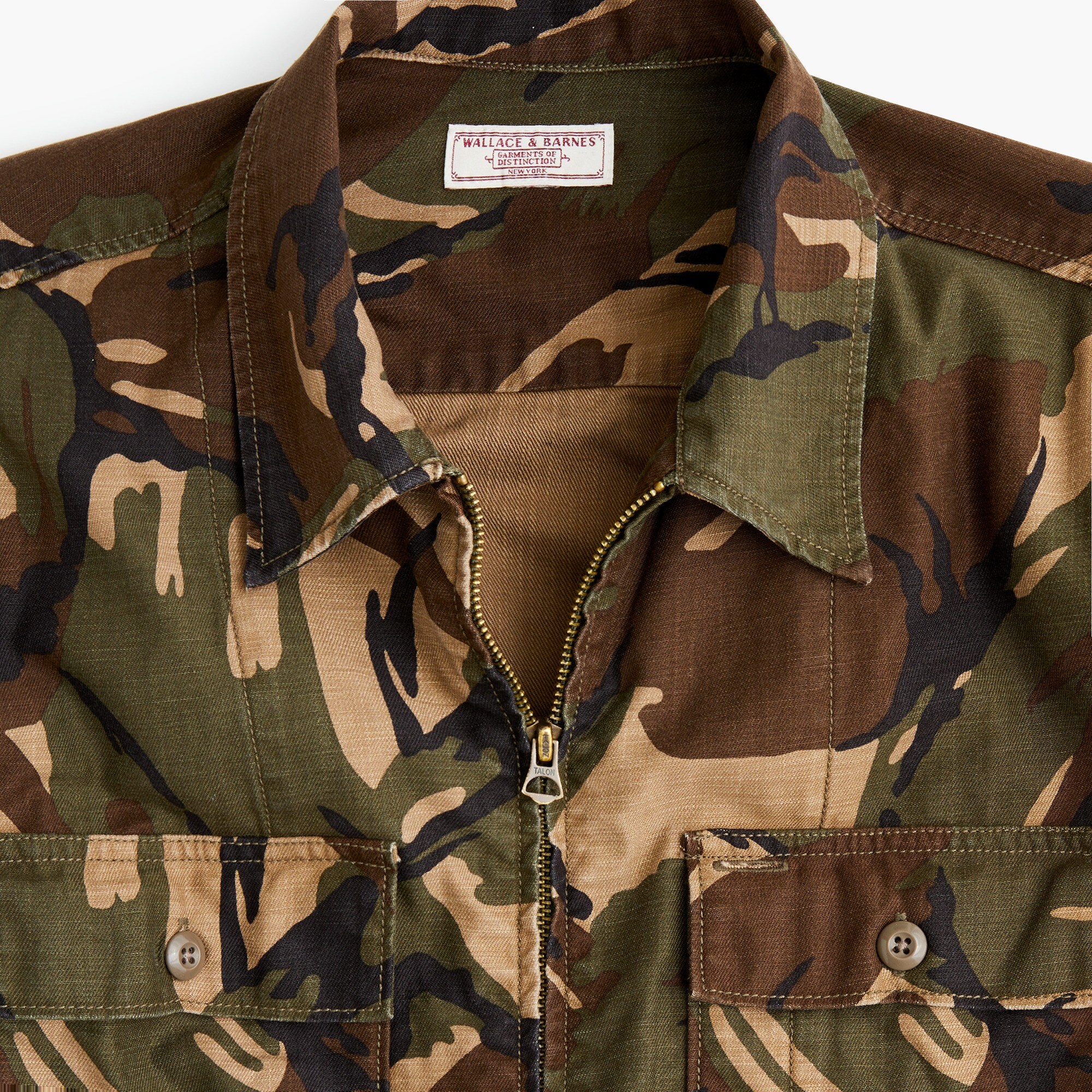 Wallace & Barnes zip-front twill shirt-jacket in camo