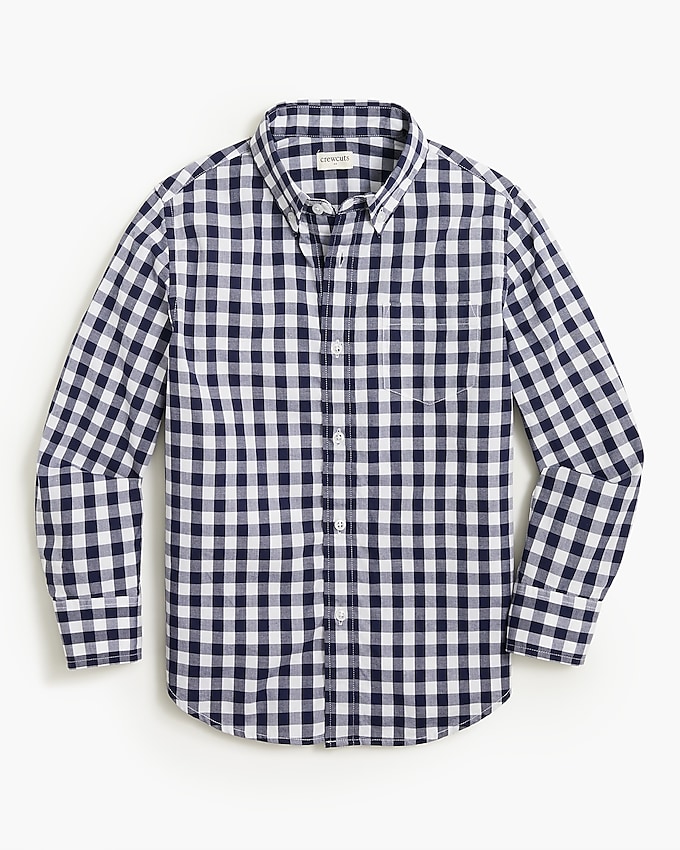 factory: kids&apos; long-sleeve flex patterned washed shirt for boys, right side, view zoomed