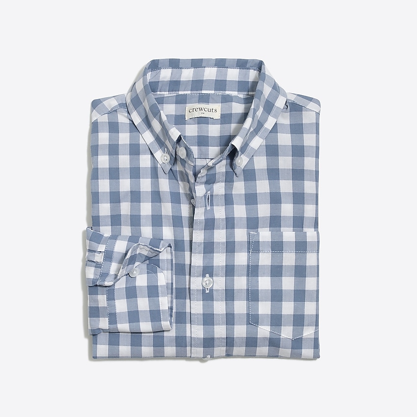 factory: boys' long-sleeve flex patterned washed shirt for boys, right side, view zoomed