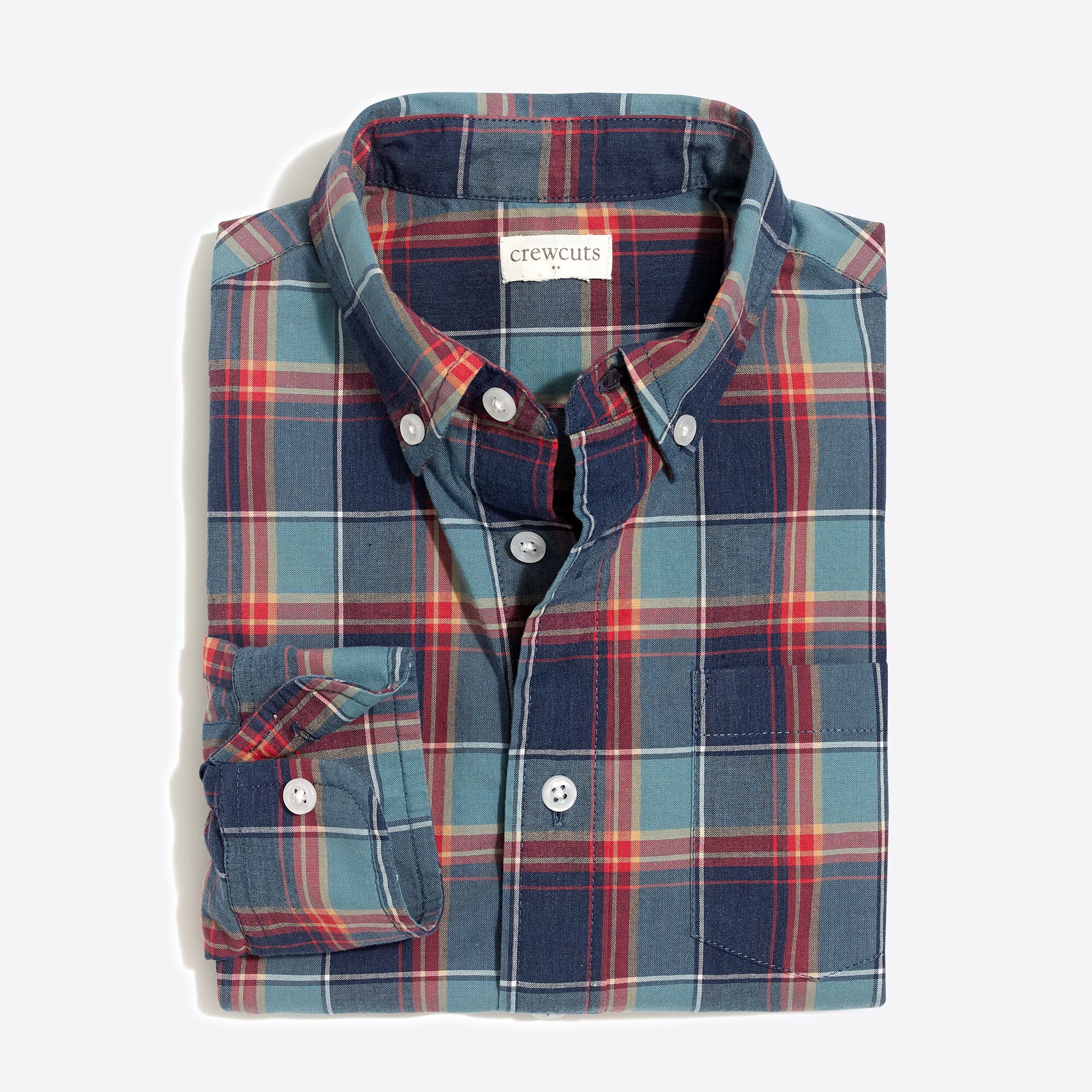 Boys' long-sleeve flex patterned washed shirt