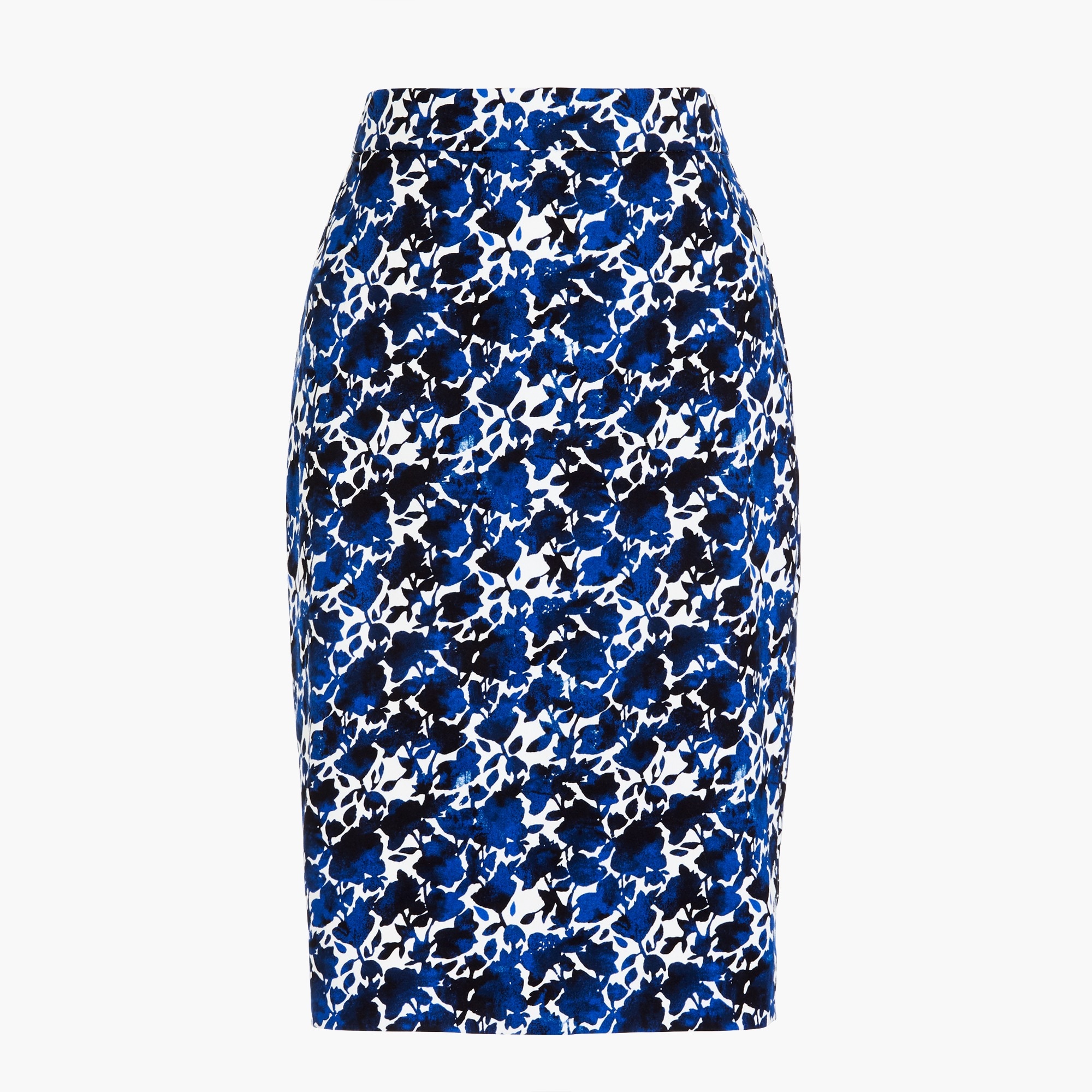 Printed stretch cotton sateen pencil skirt