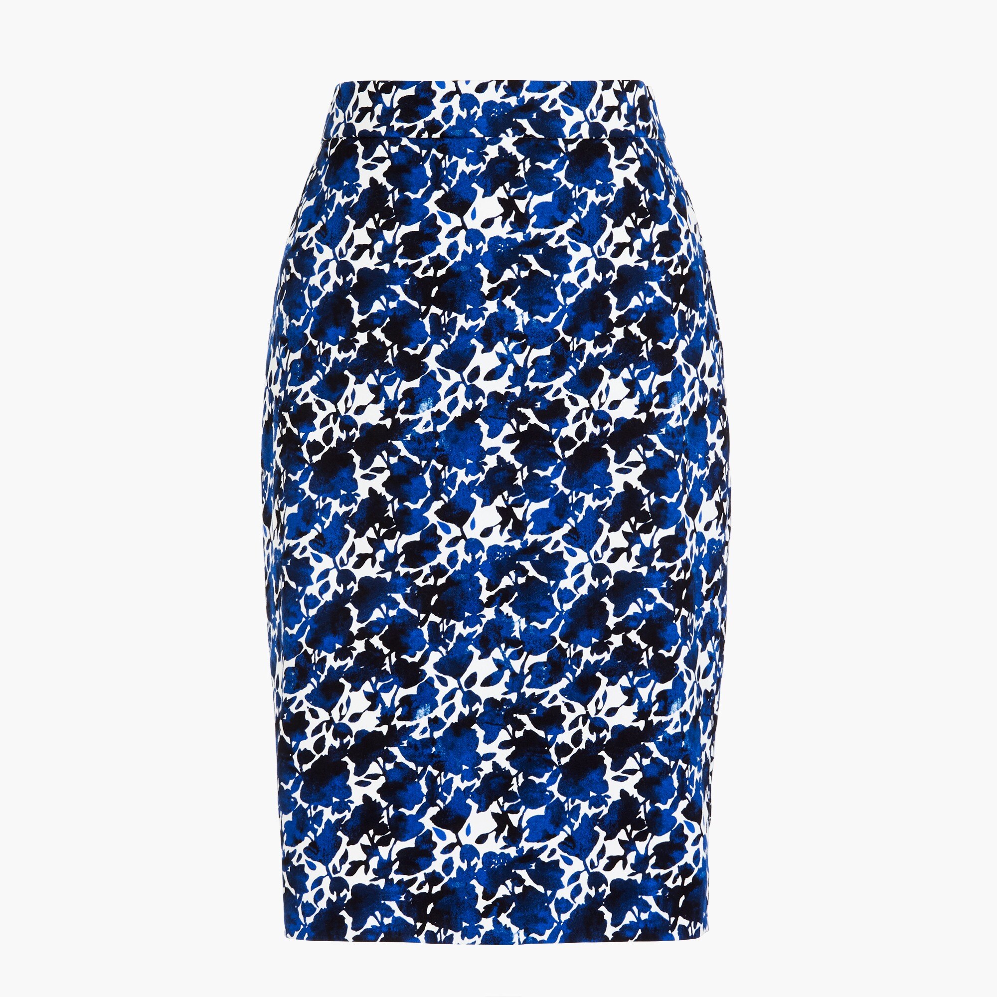 printed stretch cotton sateen pencil skirt for women