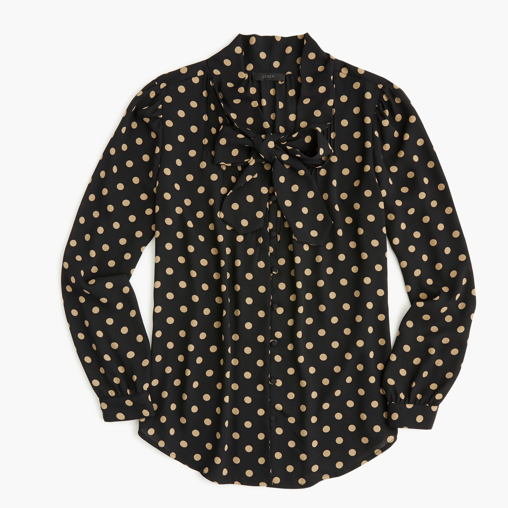  Drapey tie-neck top in polka dot