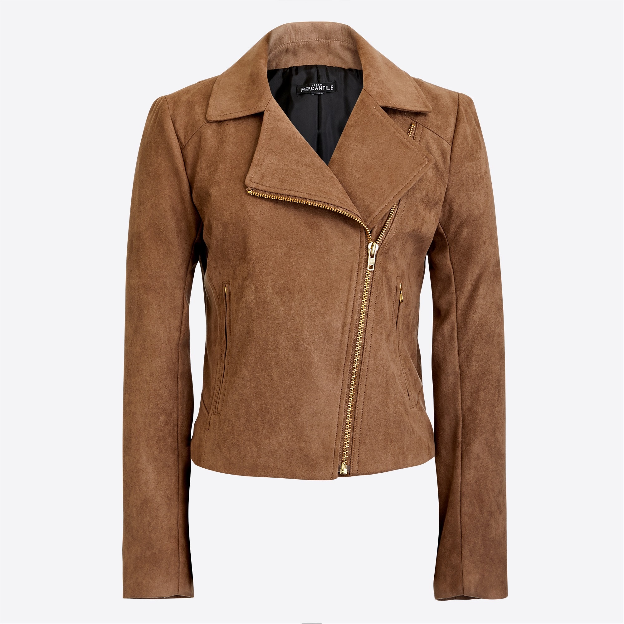 faux-suede moto jacket for women