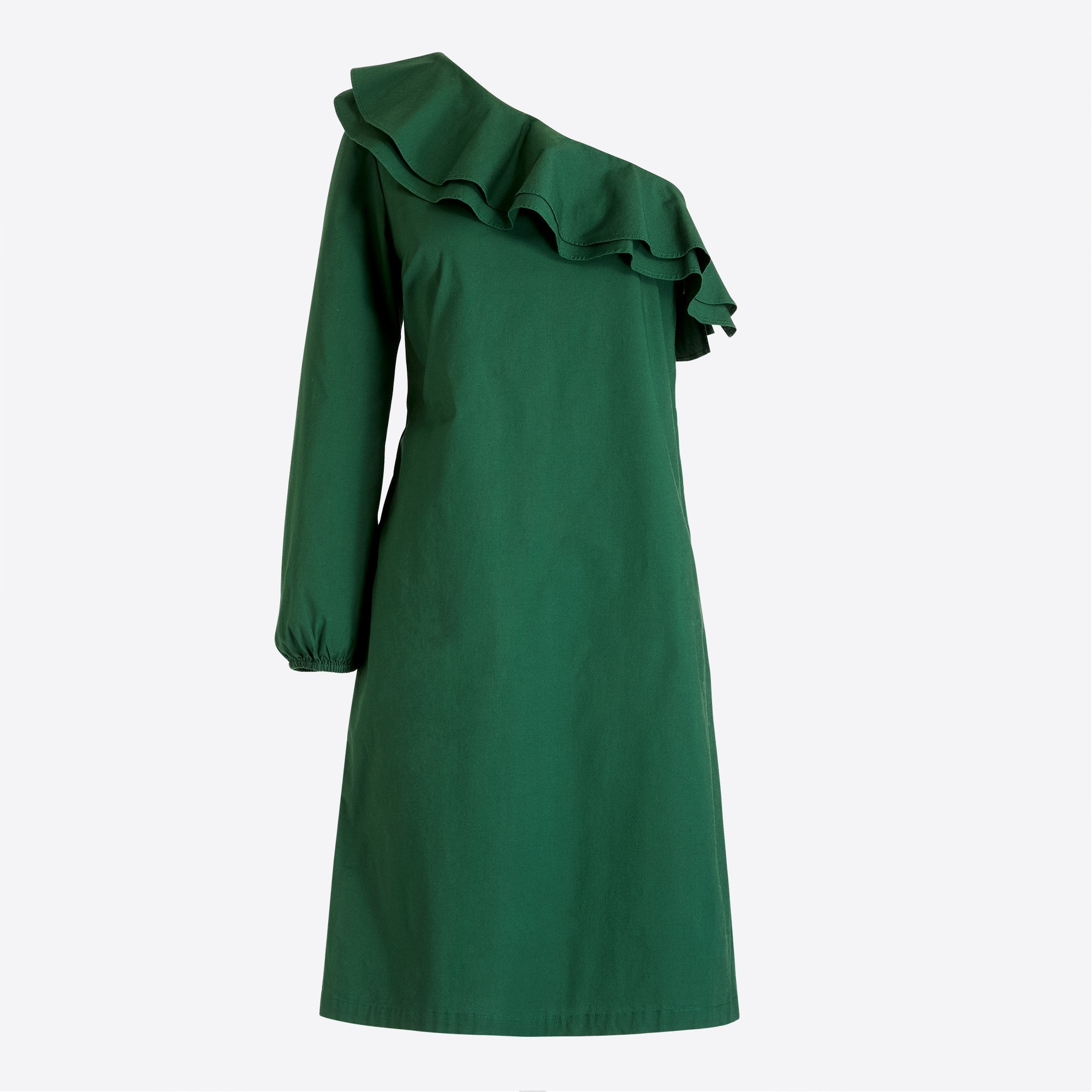 One-shoulder cotton poplin dress