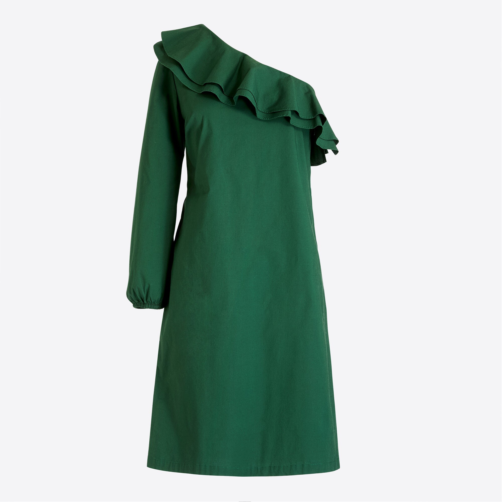 One-shoulder cotton poplin dress