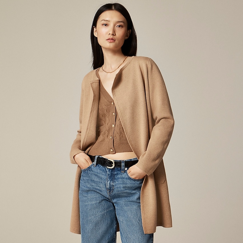 j.crew: juliette collarless sweater-blazer for women, right side, view zoomed