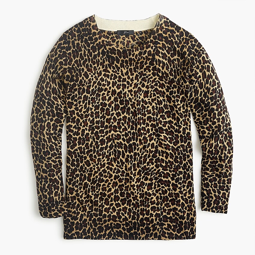 j.crew: tippi sweater in leopard, right side, view zoomed