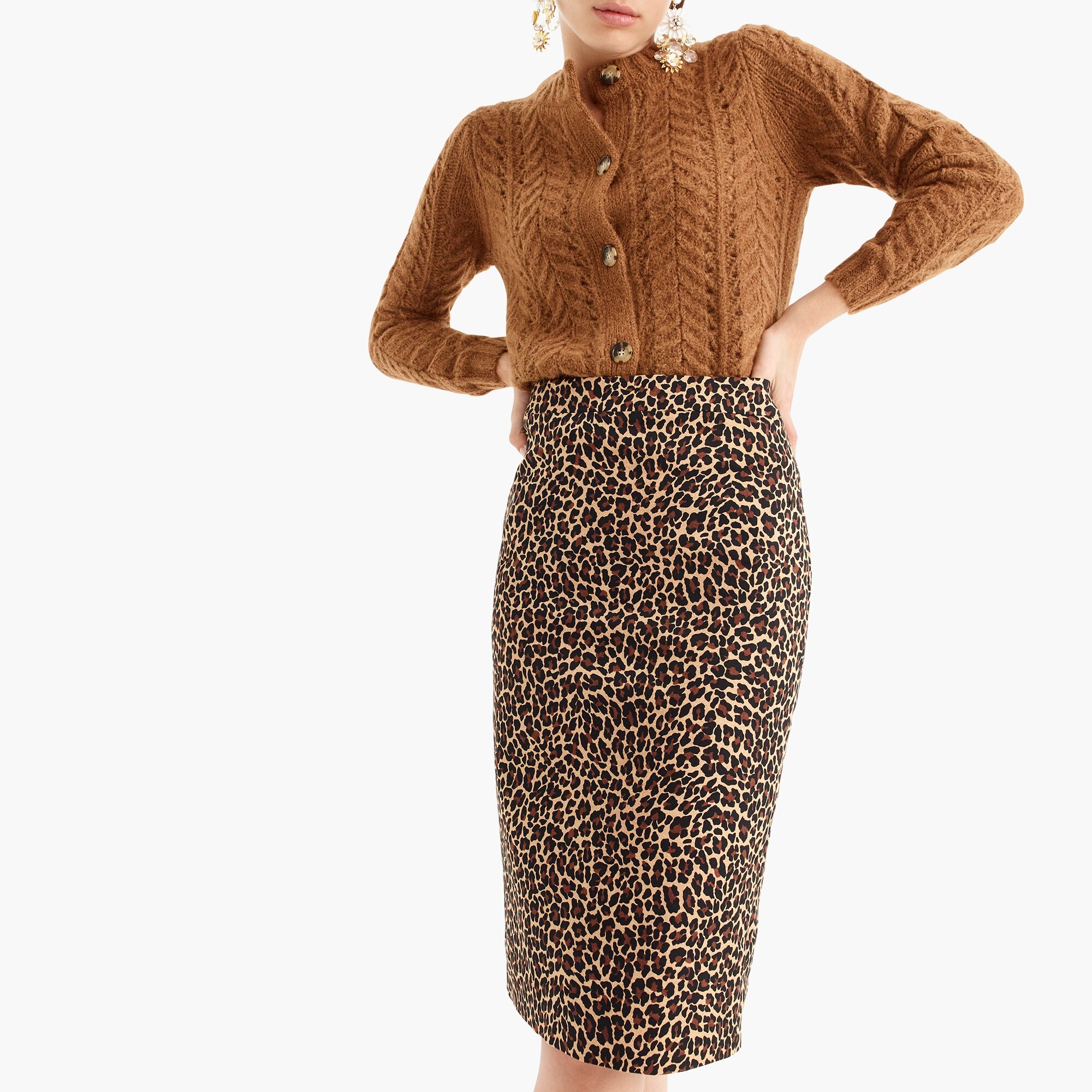 no. 2 pencil skirt in two-way stretch leopard print : women pencil
