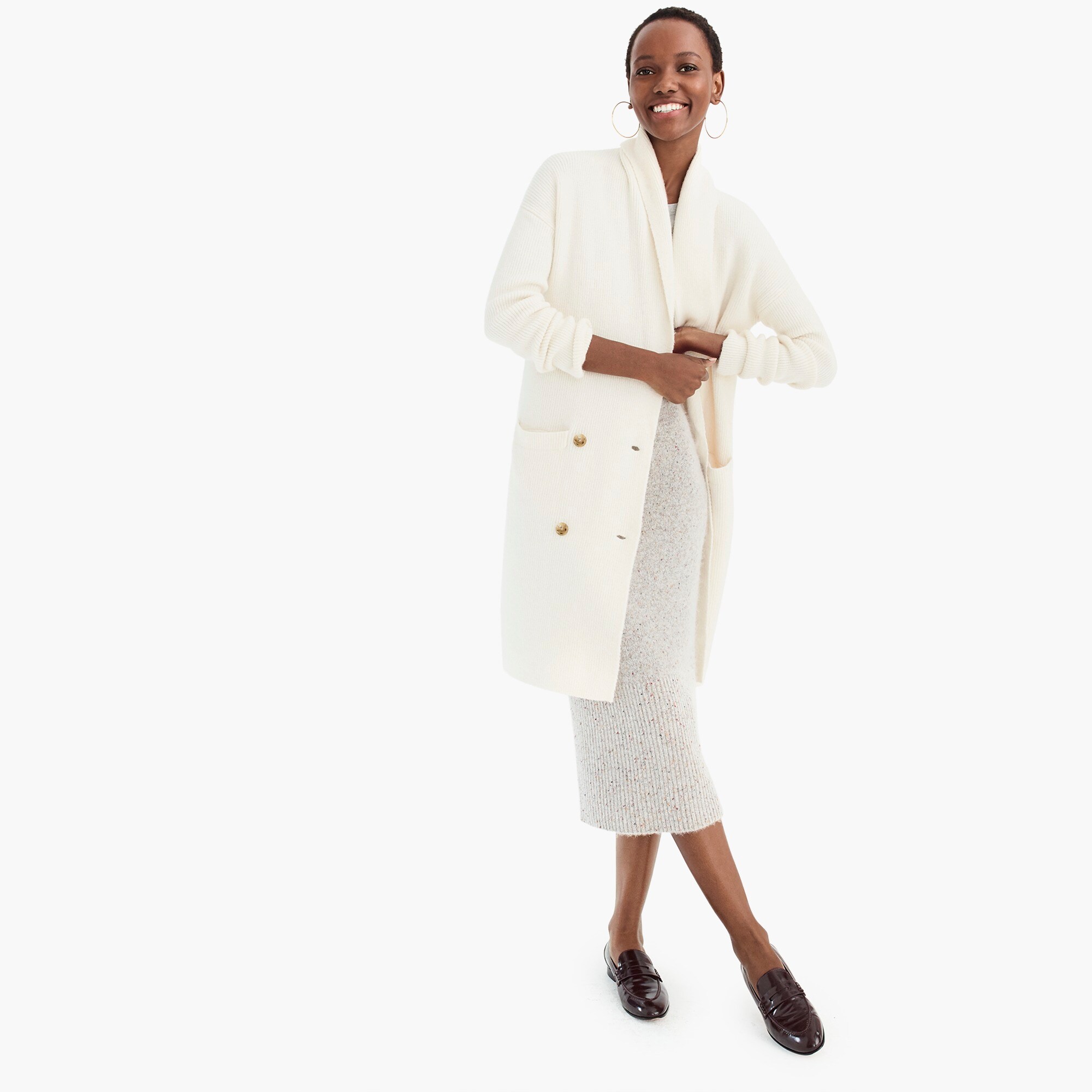 Double-breasted cardigan coat in Supersoft yarn
