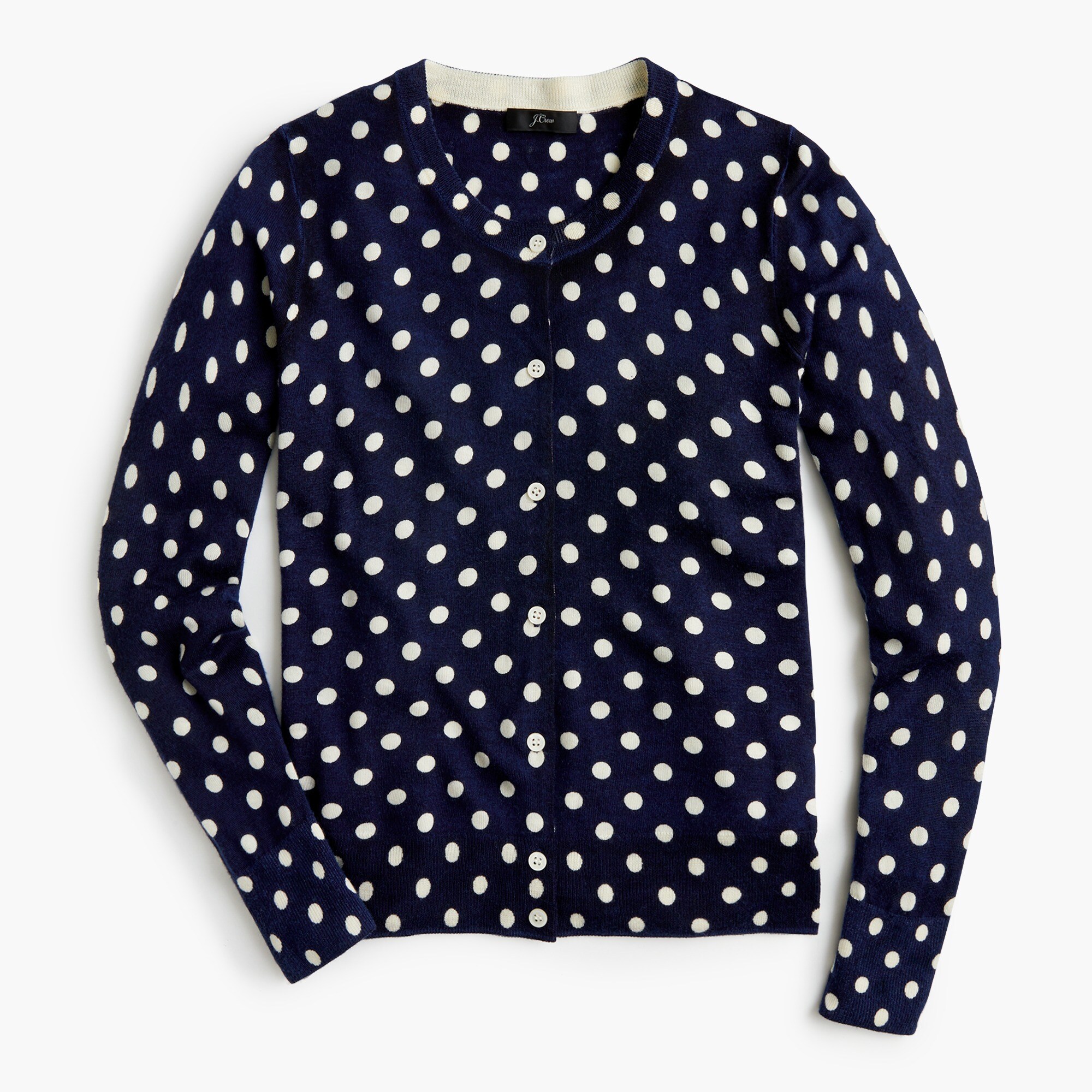 Wool Jackie cardigan sweater in polka dots
