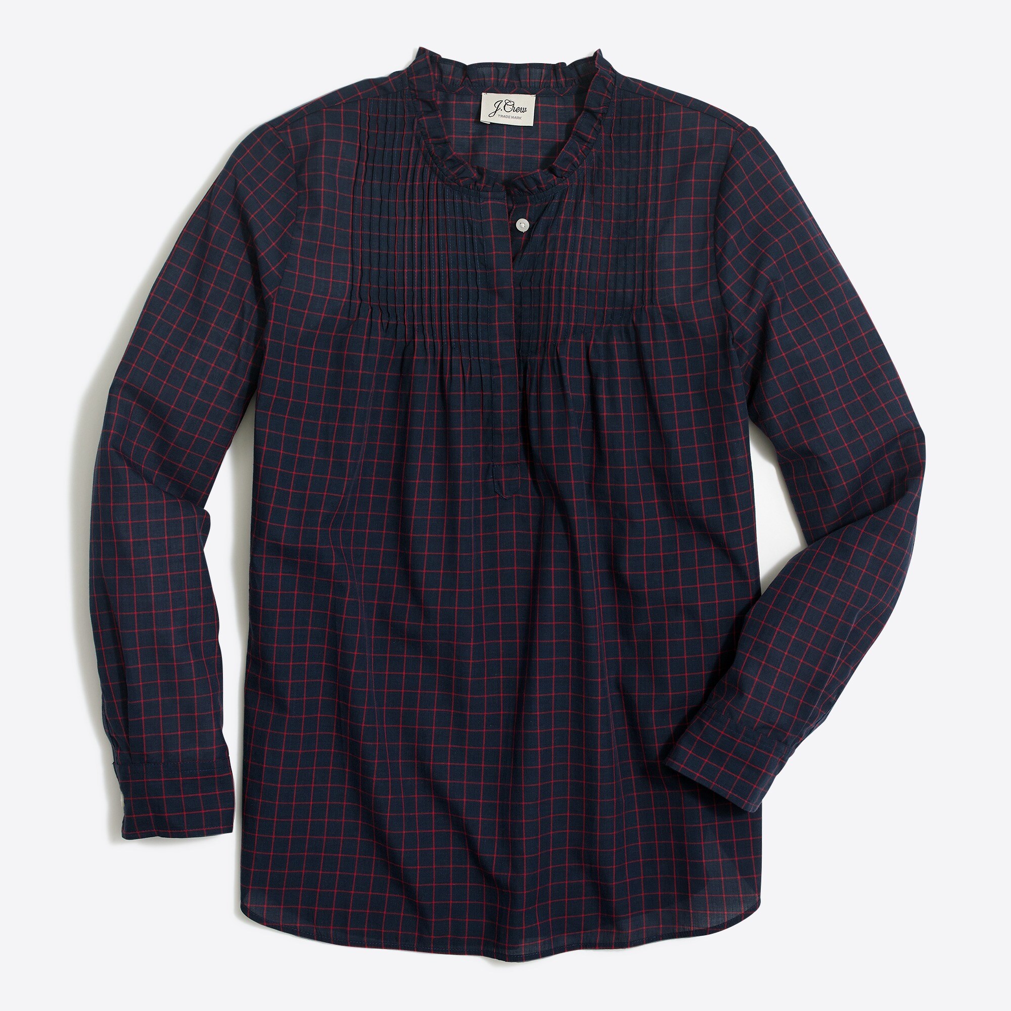 Printed cotton poplin pintuck popover