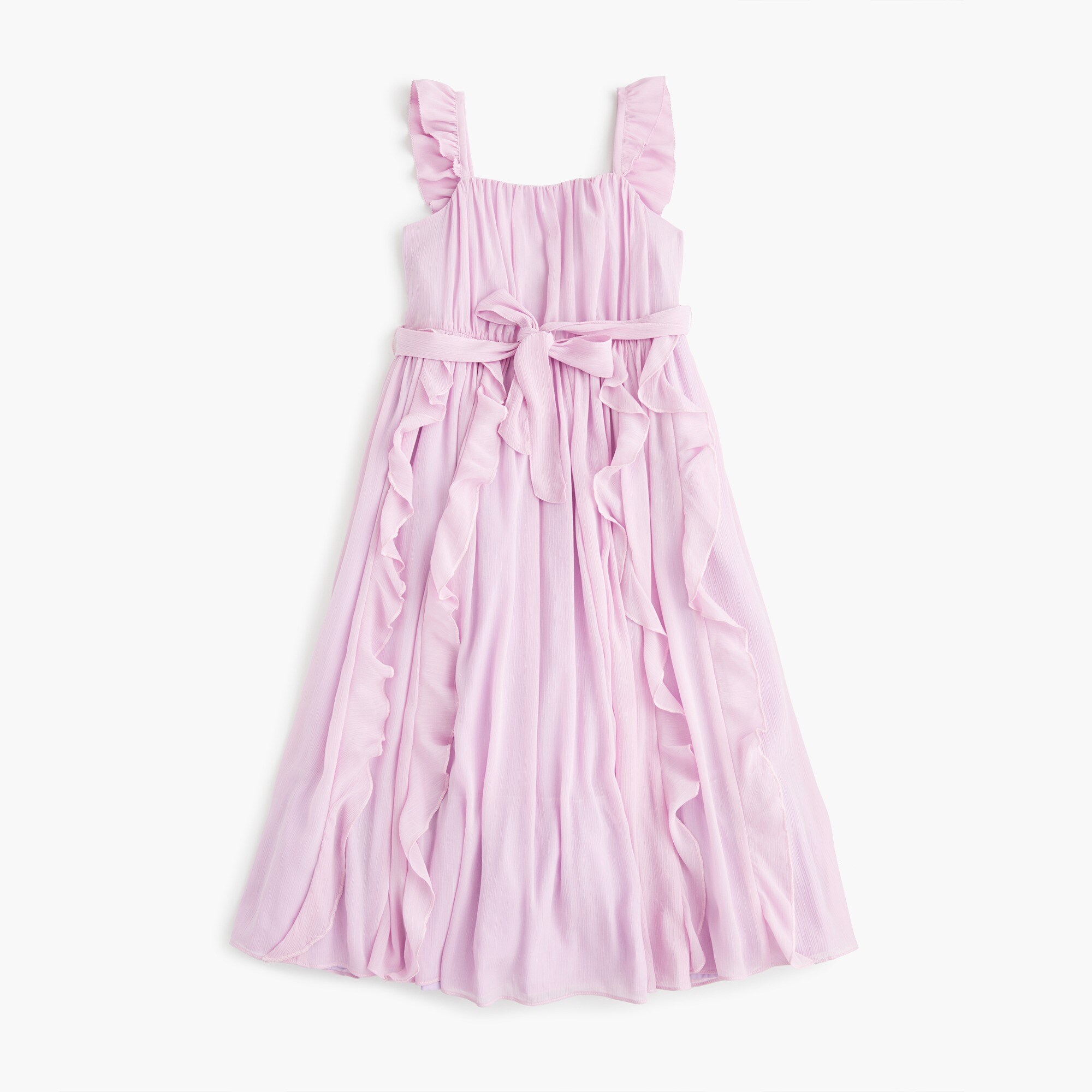 Girls' ruffle-trimmed dress in chiffon
