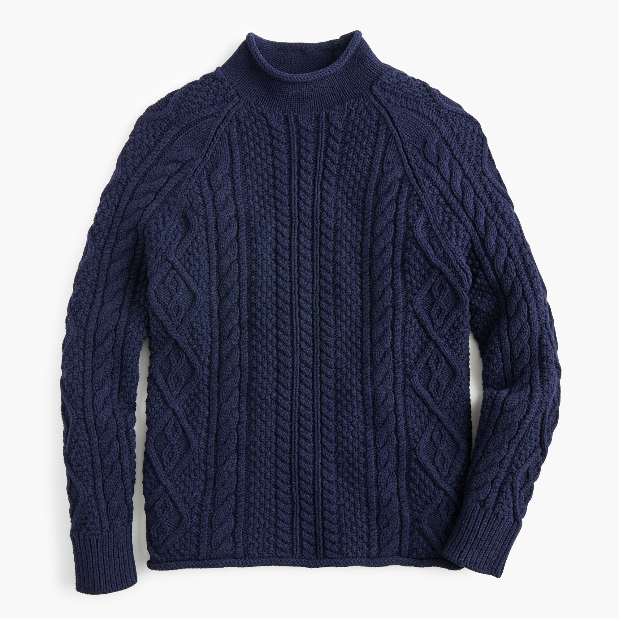 J.Crew 1988 Rollneck Sweater In Cable Knit Cotton For Men