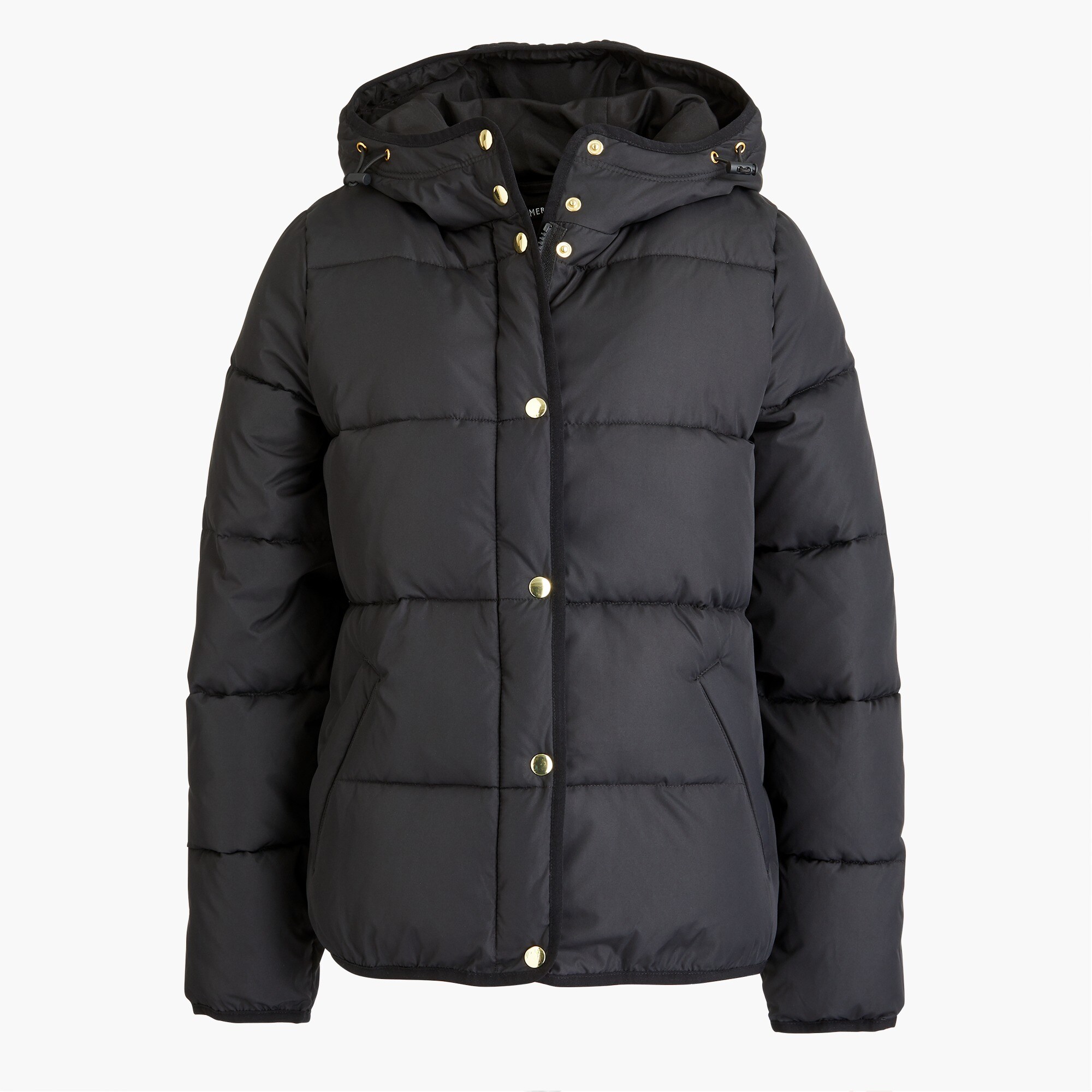 short hooded puffer jacket for women