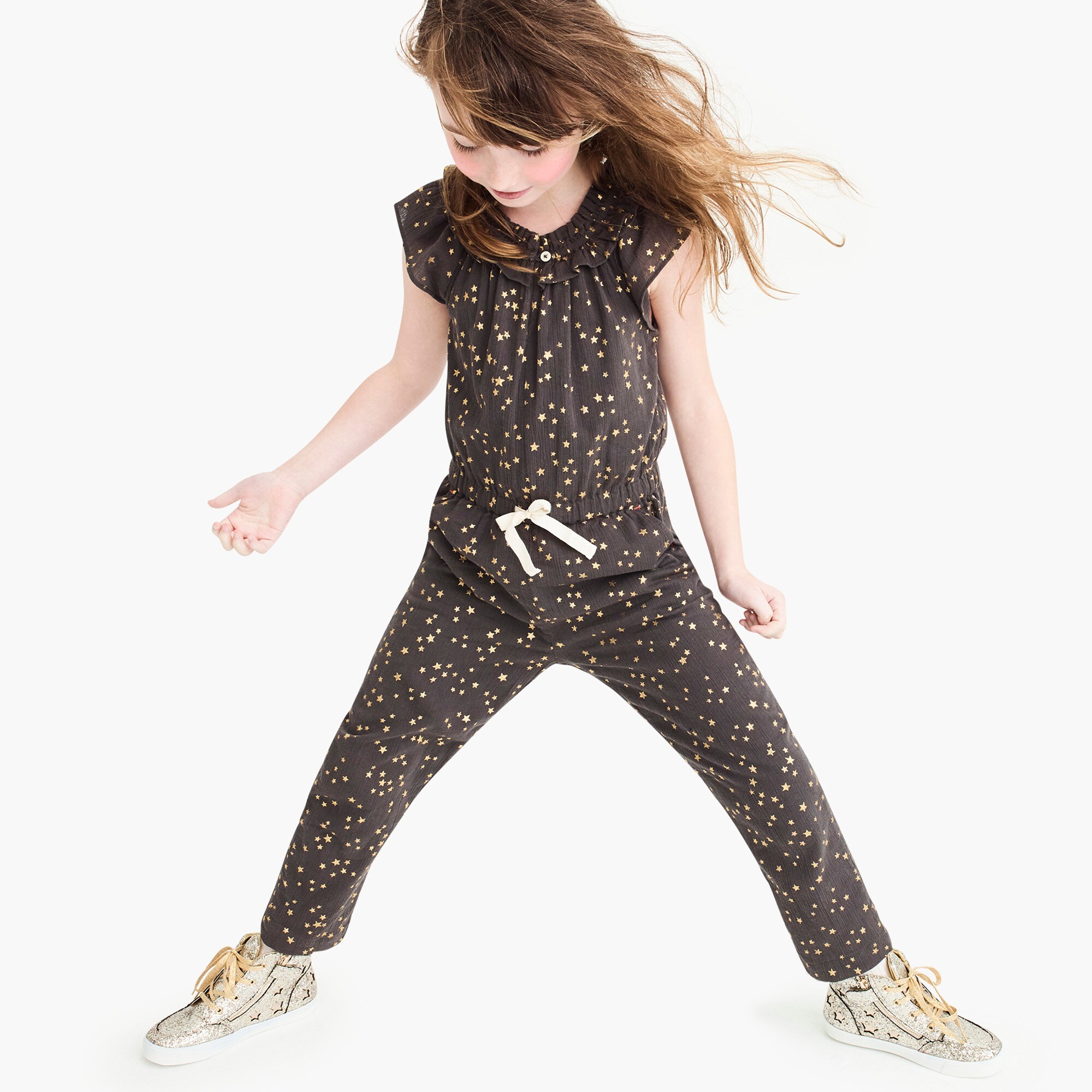 girls gold jumpsuit