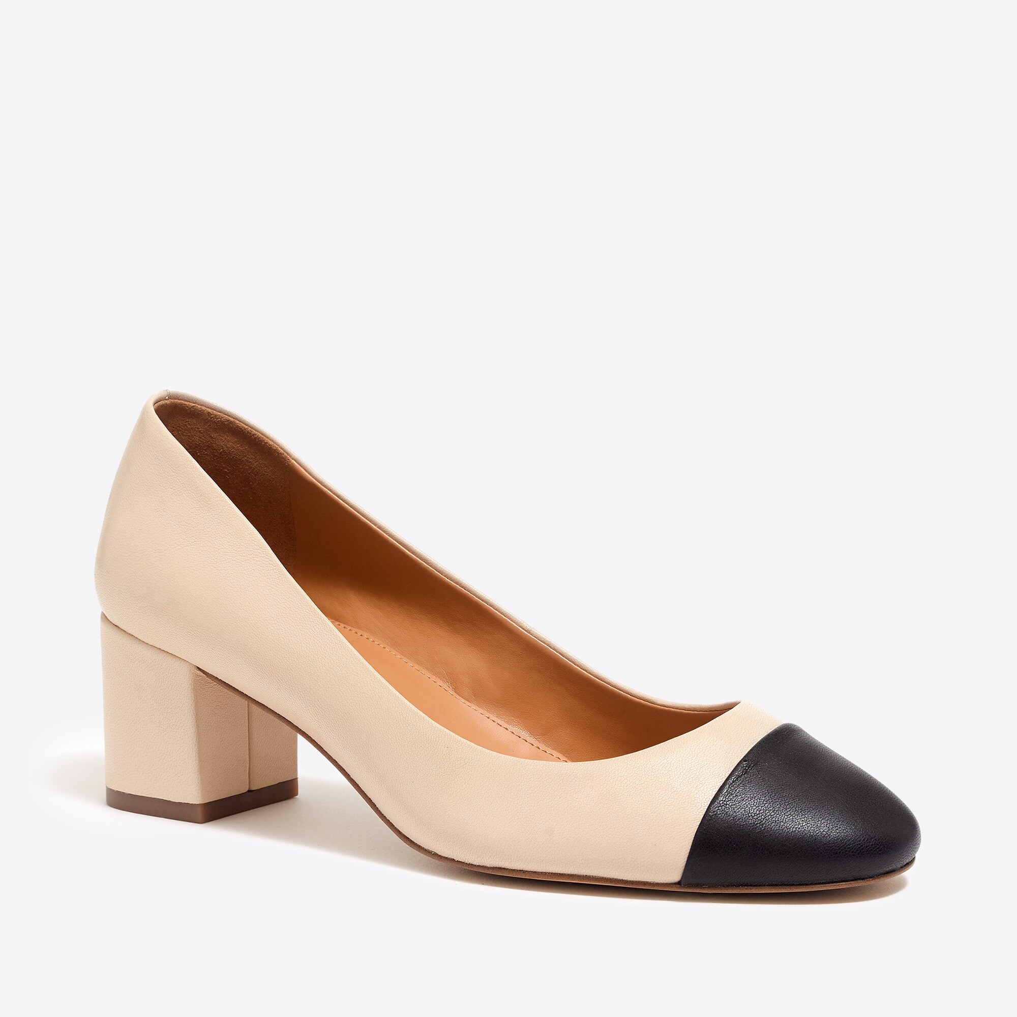 Bryn cap-toe leather block heels