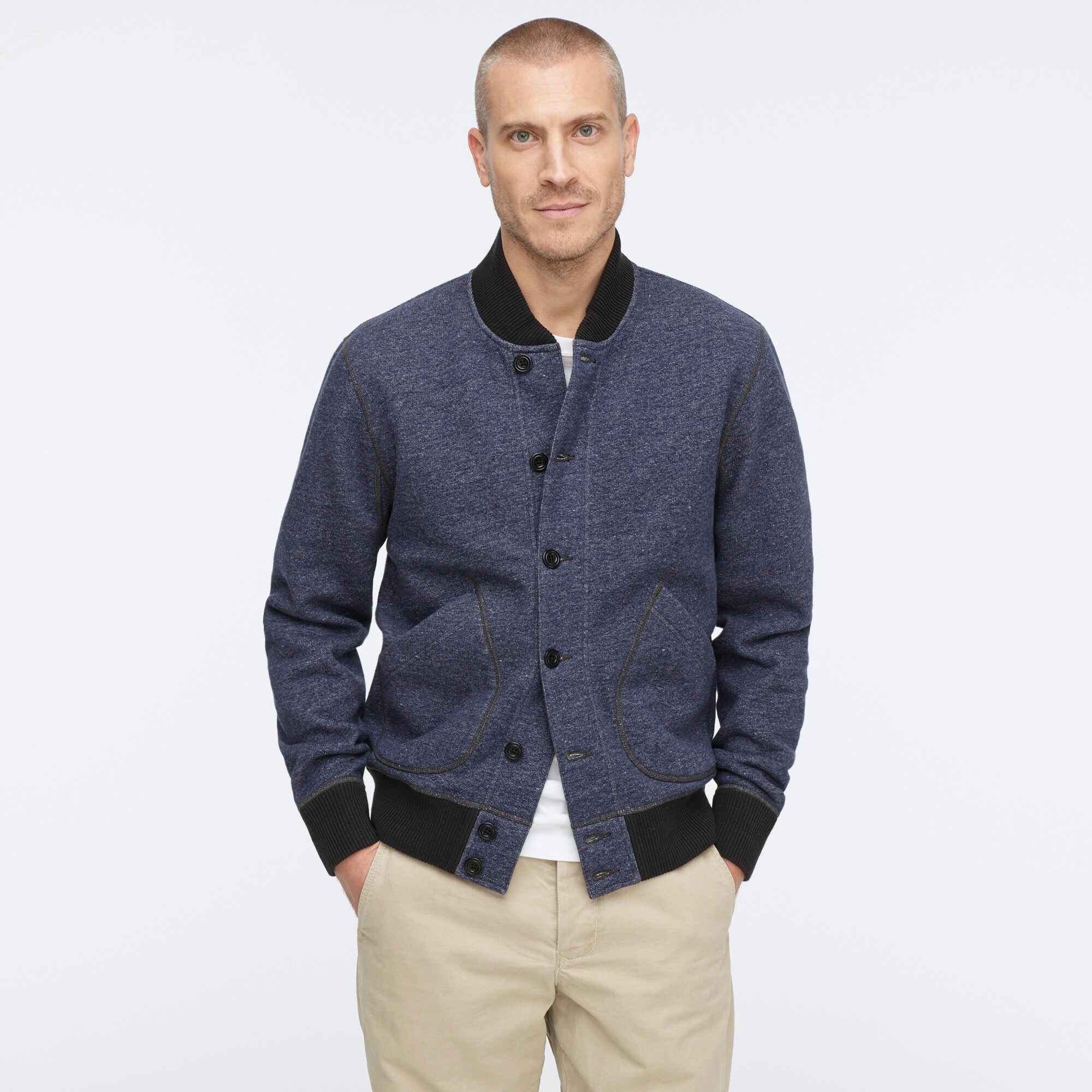 J Crew Wallace Barnes Fleece Bomber Jacket In Olive