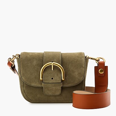 womens Crossbody buckle bag in Italian suede